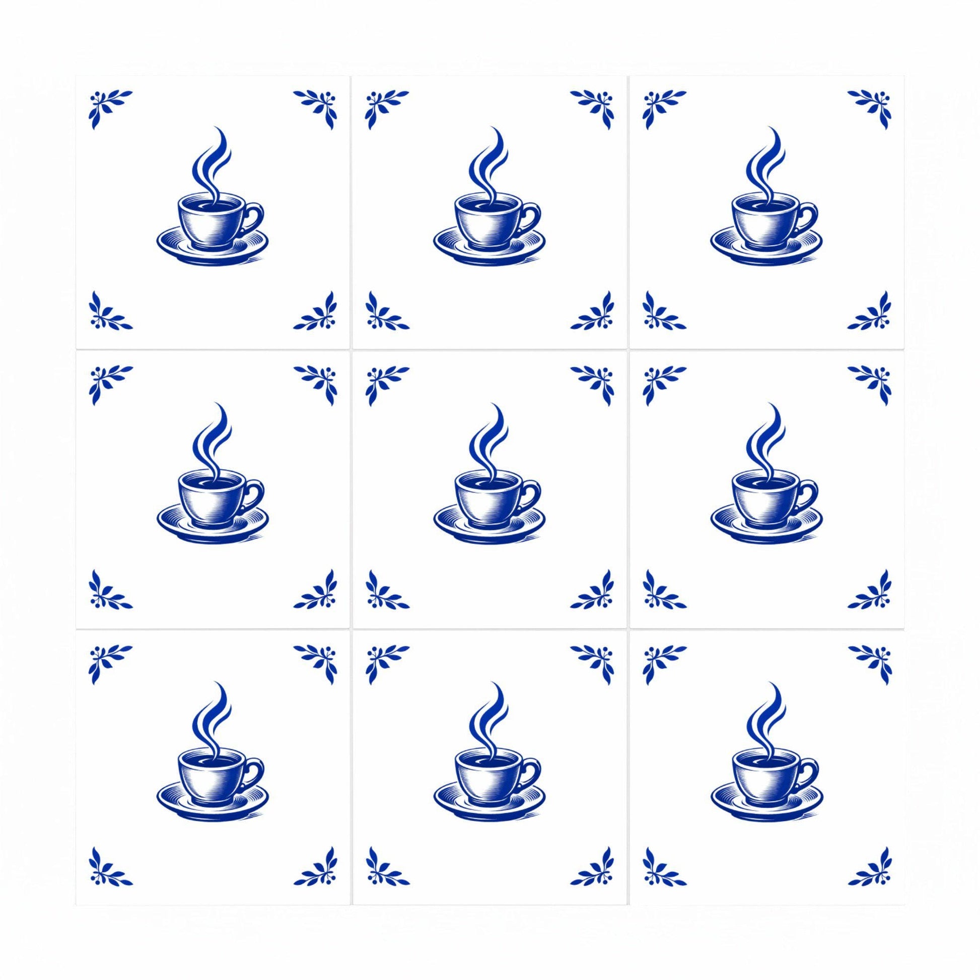 Utrecht Coffee Cup — Keramikfliese, Delftware-inspiriertes Design