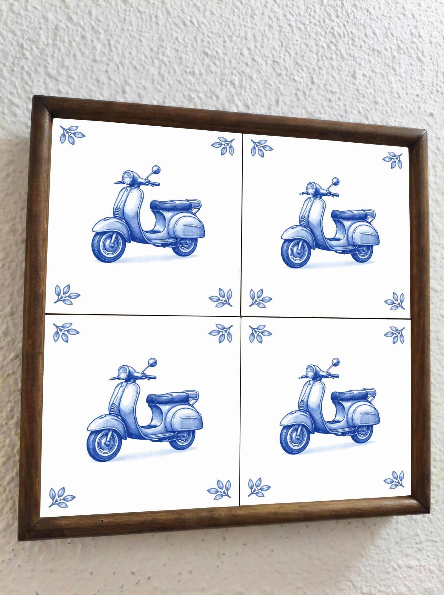 Naples Vespa · Keramik-Wandfliese — Delftware-inspiriertes Design