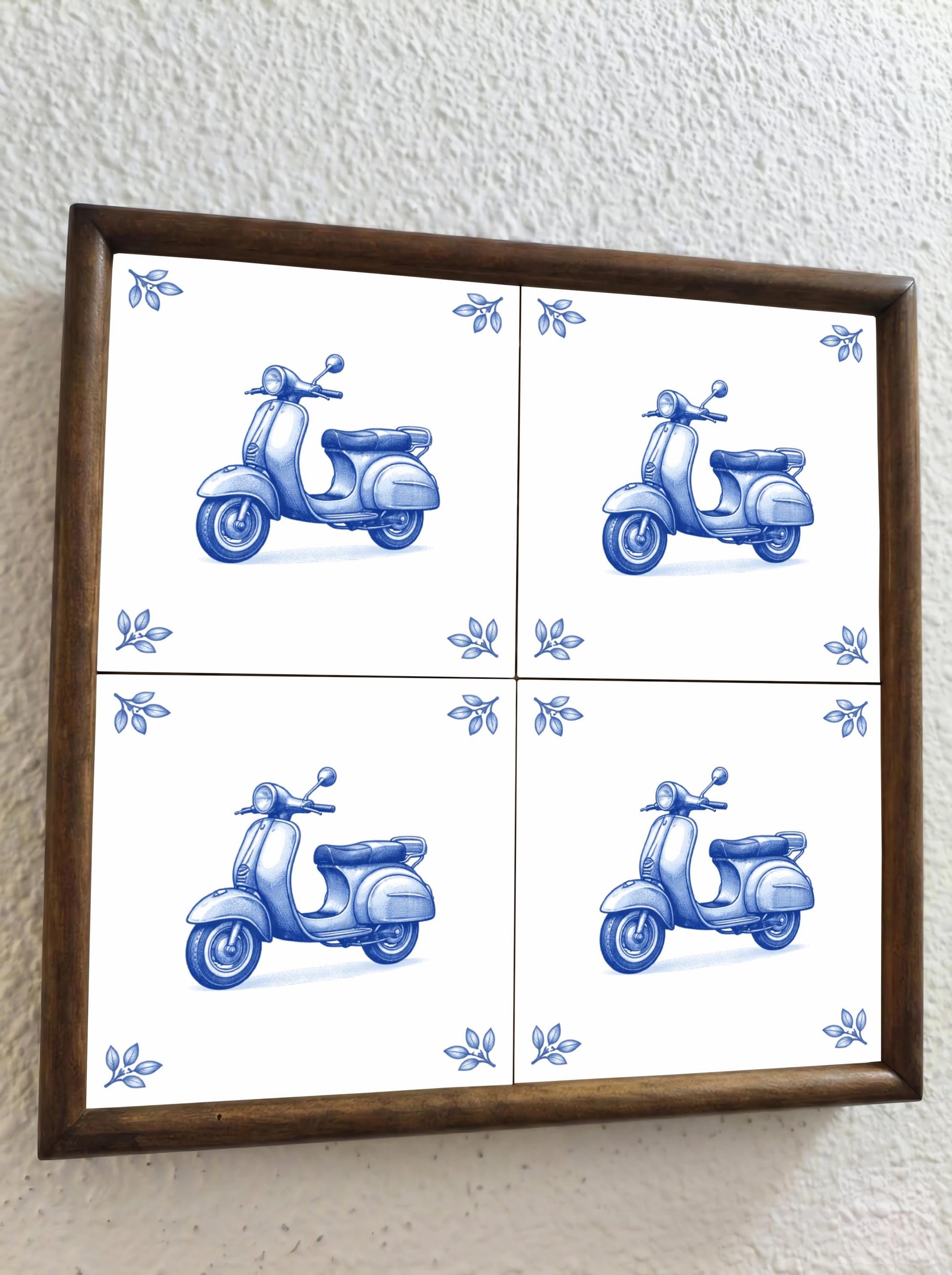Naples Vespa · Keramik-Wandfliese — Delftware-inspiriertes Design