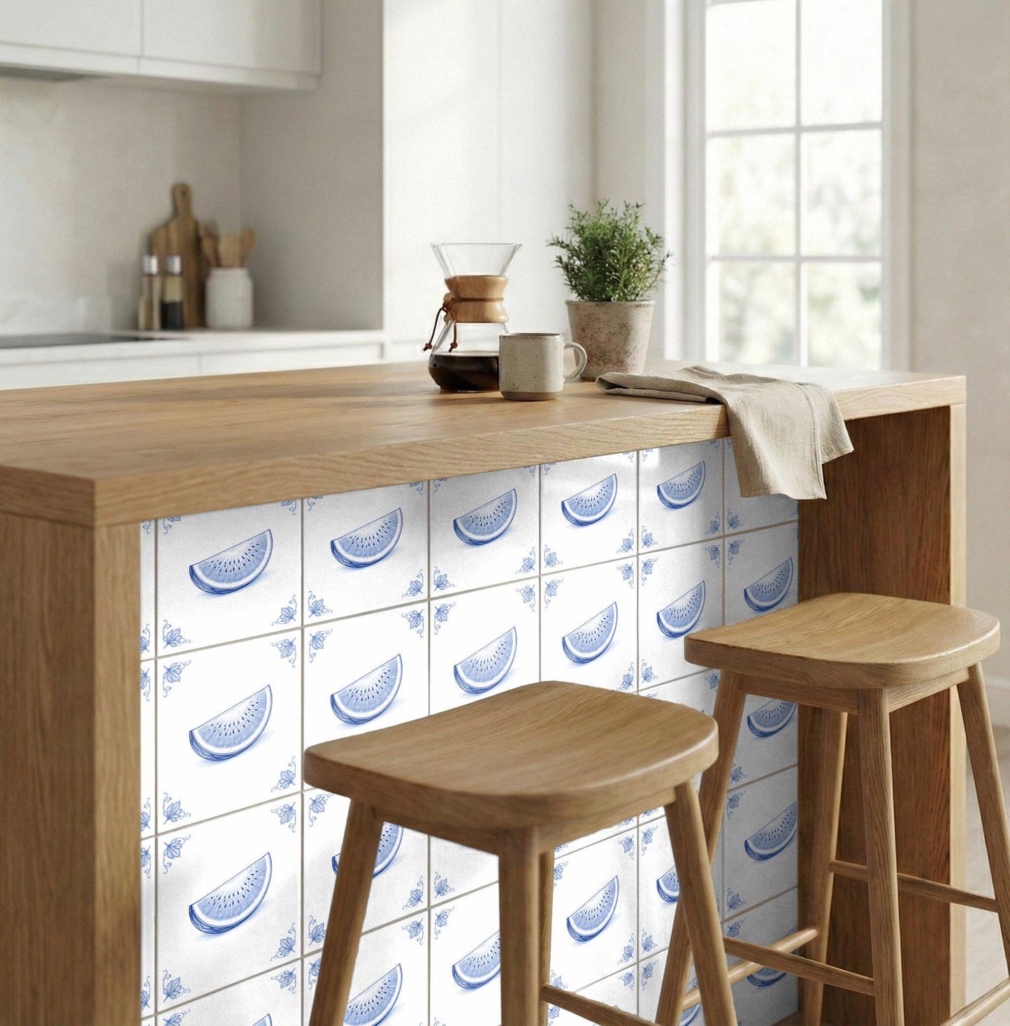 Fliese Watermelon · Delfter-Blau-Stil