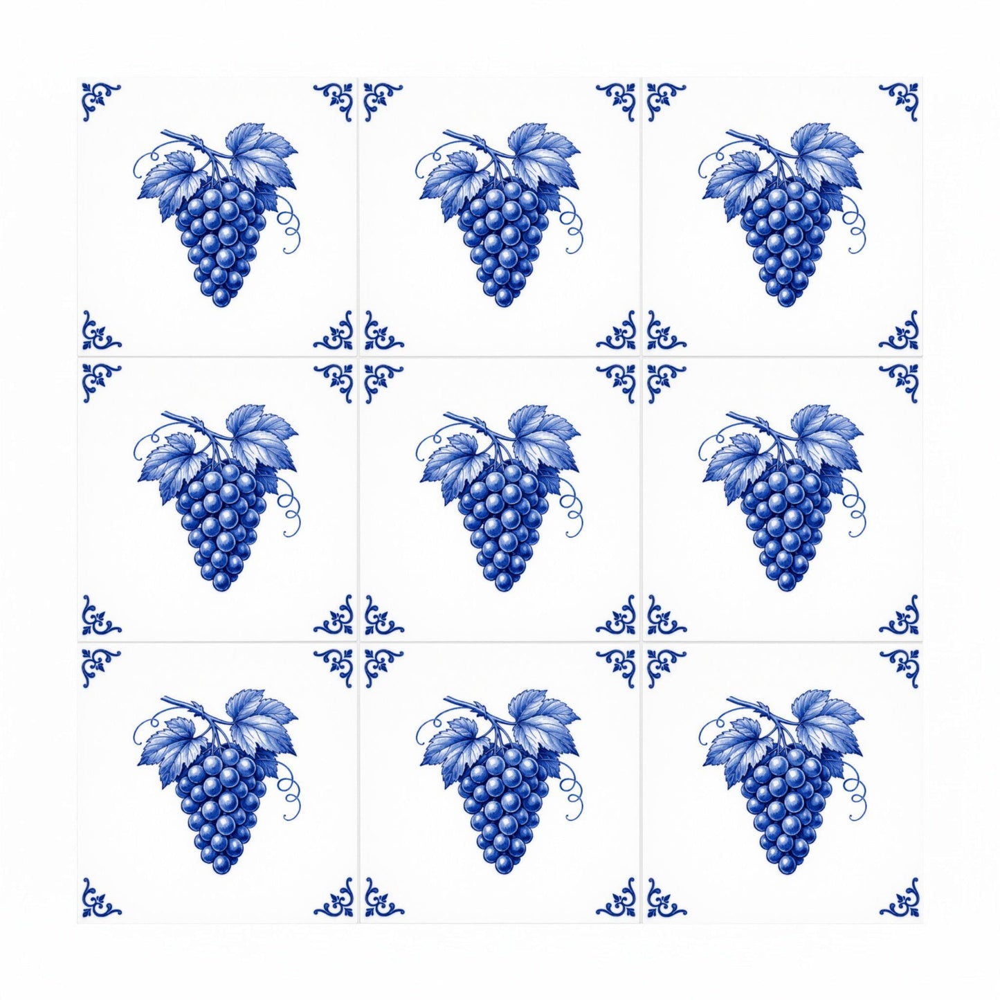 Eindhoven Grape — Dutch Blue & White Ceramic Ceramic Tile