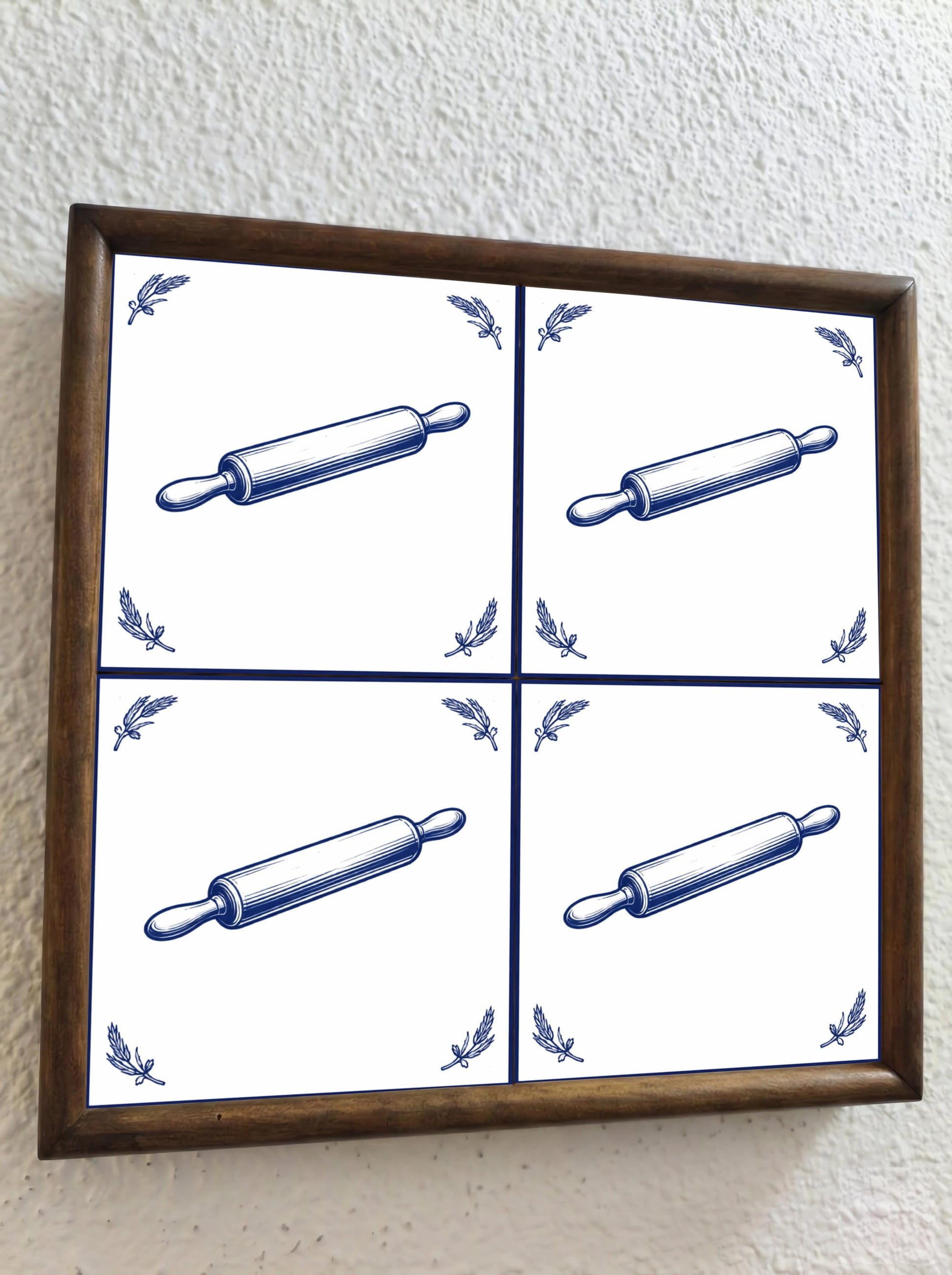 Ceramic Tile Verona Rolling Pin — Dutch Blue & White Ceramic