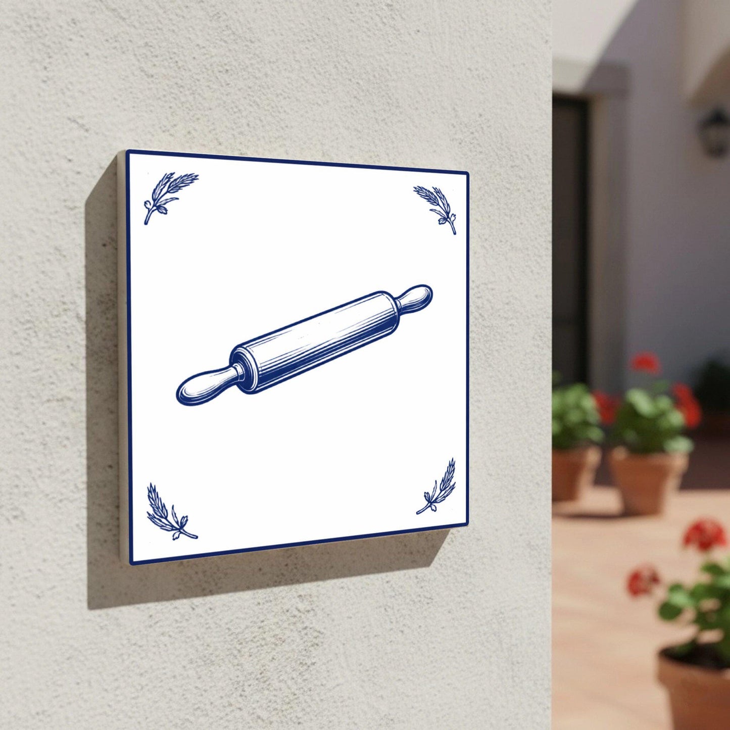 Ceramic Tile Verona Rolling Pin — Dutch Blue & White Ceramic