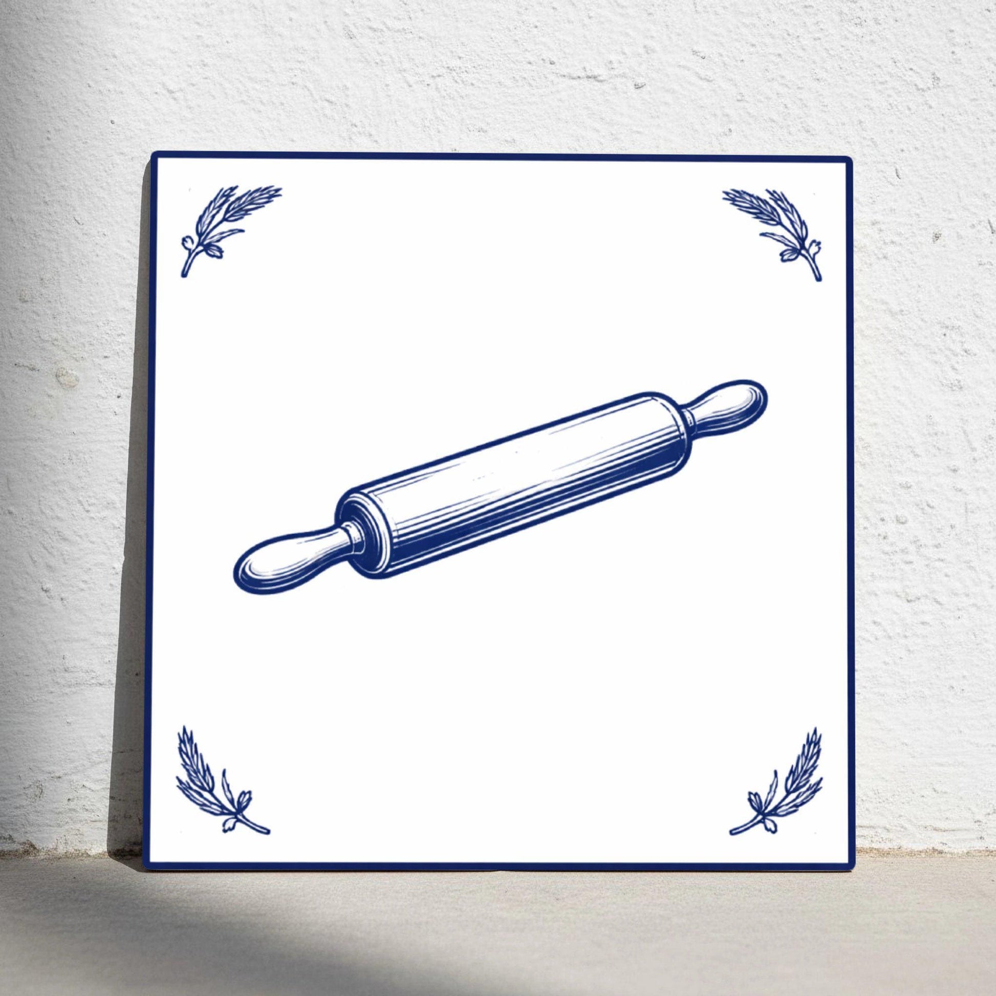 Ceramic Tile Verona Rolling Pin — Dutch Blue & White Ceramic