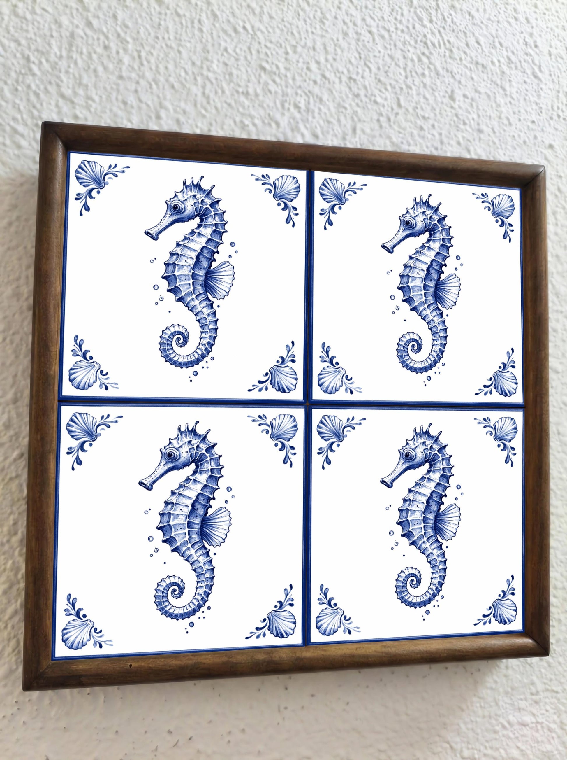 Seahorse — Delftware-Inspired Design Ceramic Tile