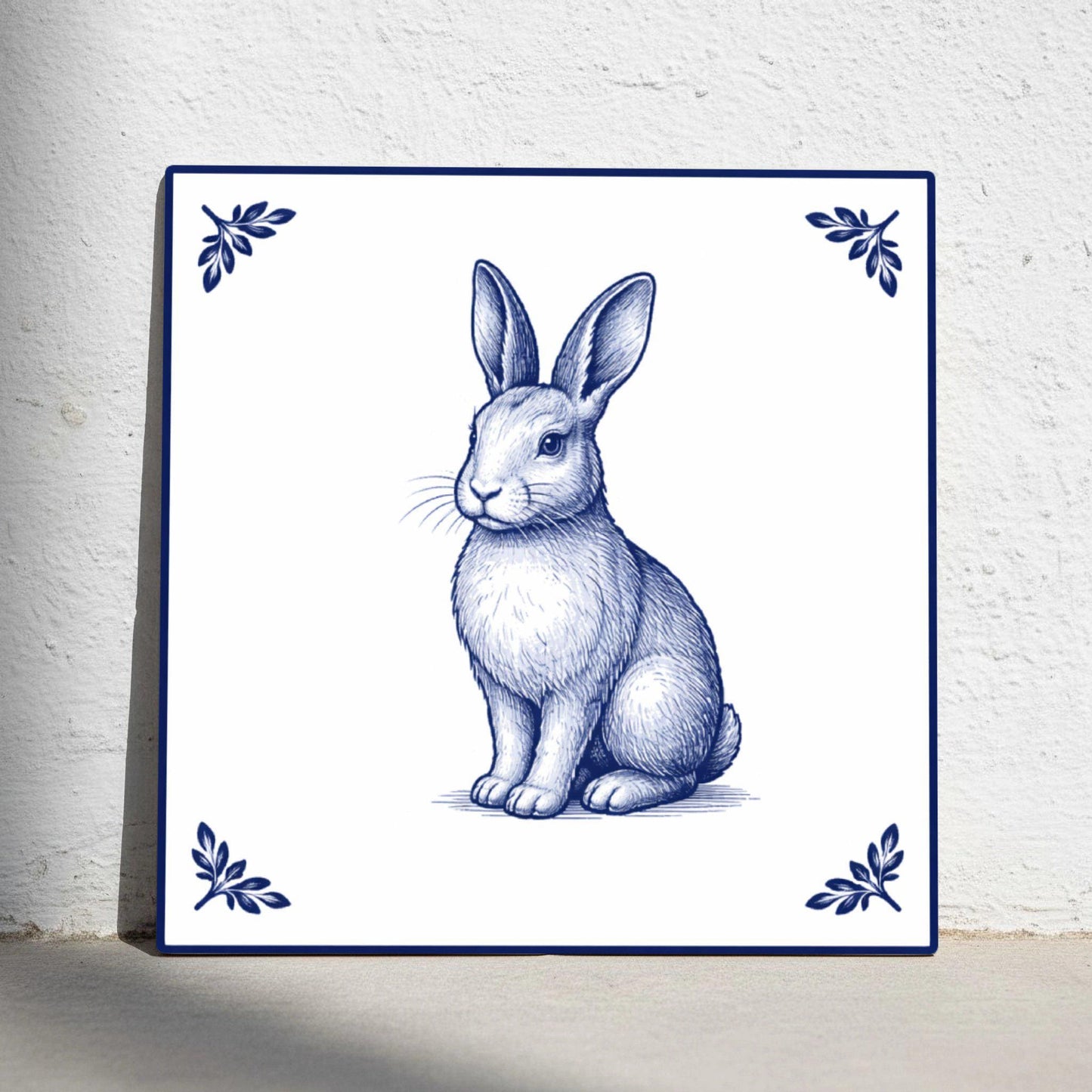 Fliese Easter Bunny · Delfter-Blau-Stil