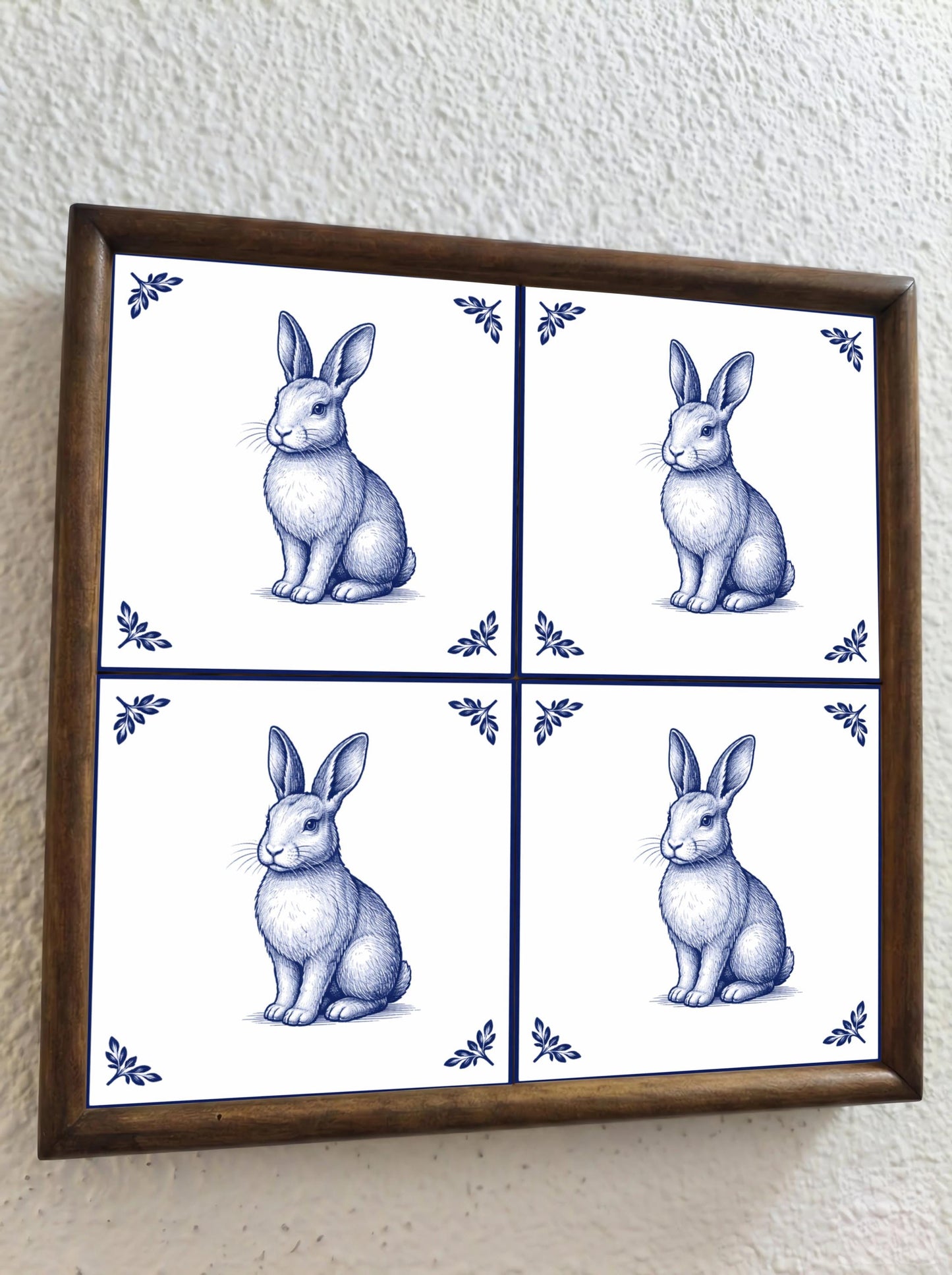 Fliese Easter Bunny · Delfter-Blau-Stil