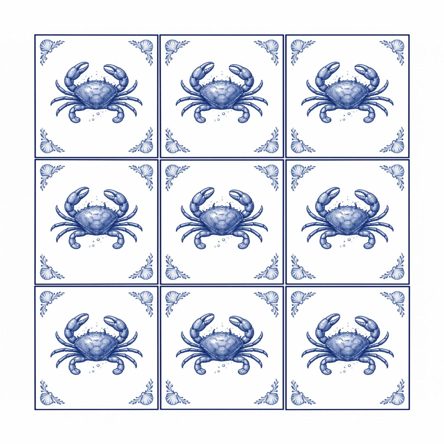 Crab · Ceramic Wall Tile — Holland Blue Pottery Style