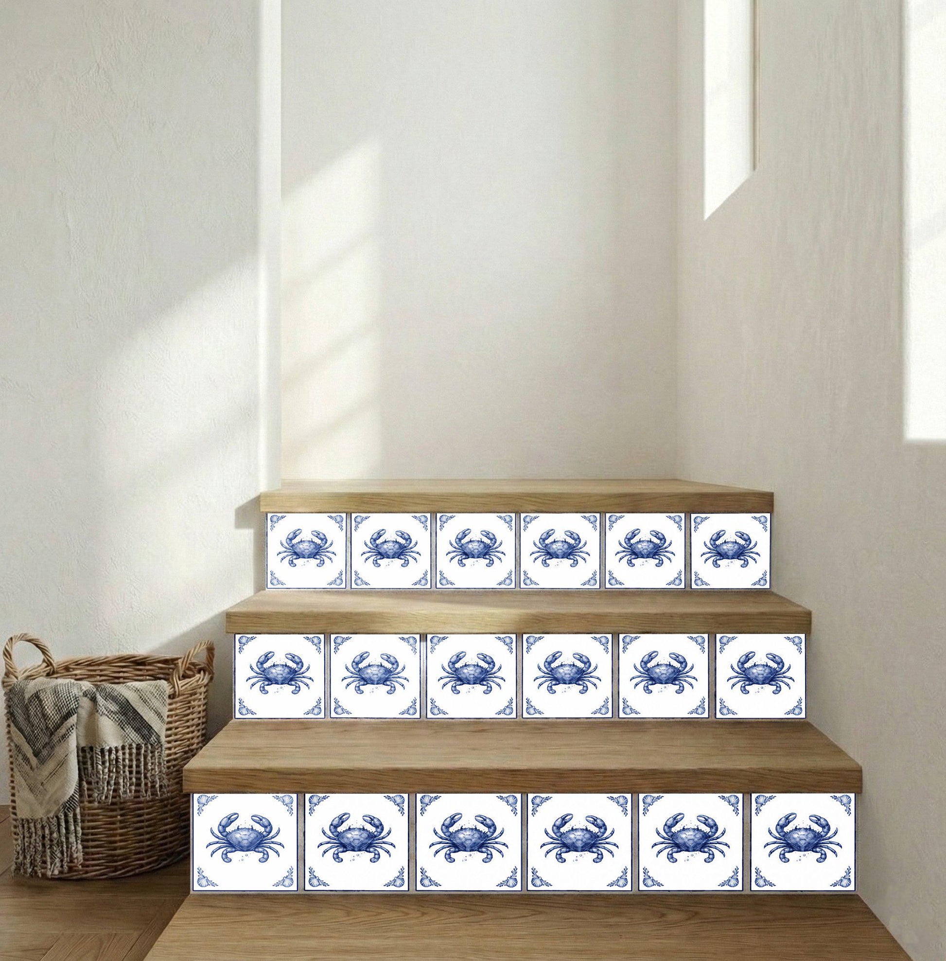 Crab · Ceramic Wall Tile — Holland Blue Pottery Style