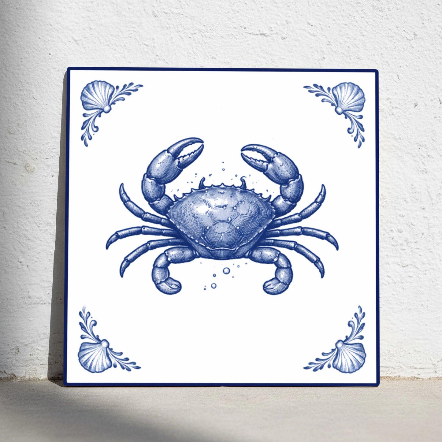 Crab · Ceramic Wall Tile — Holland Blue Pottery Style