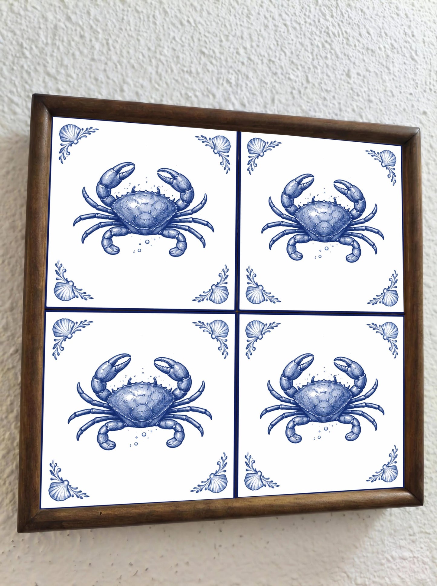 Crab · Ceramic Wall Tile — Holland Blue Pottery Style