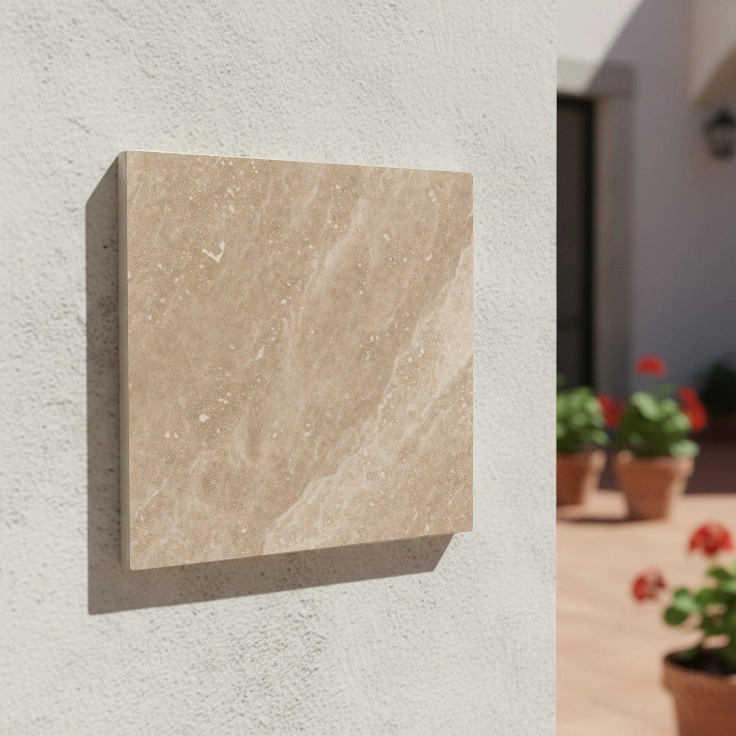 Travertin · Keramik-Wandfliese — Ornament im Vintage-Stil
