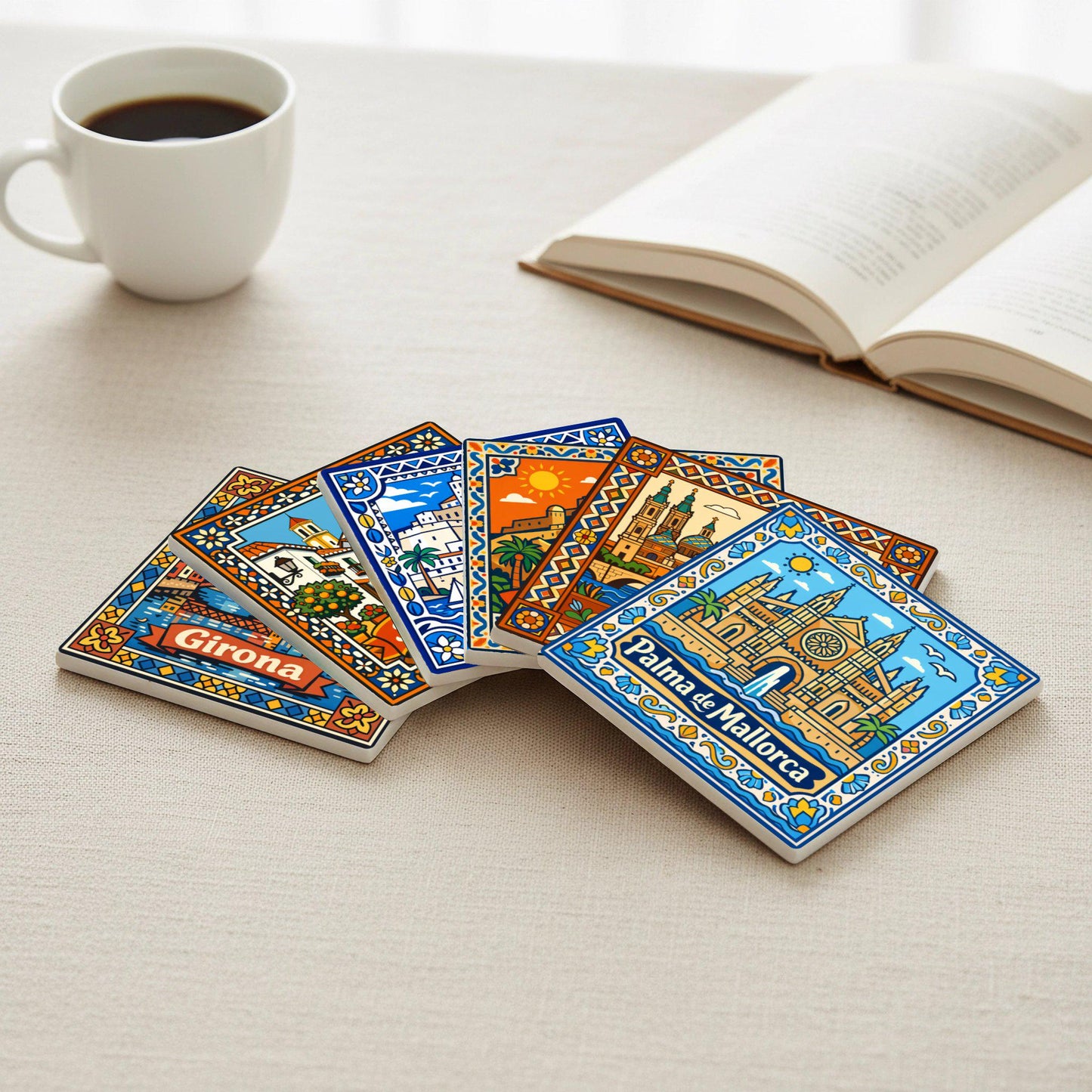 Ceramic Coasters Ciudades españolas — Geometric & Deco