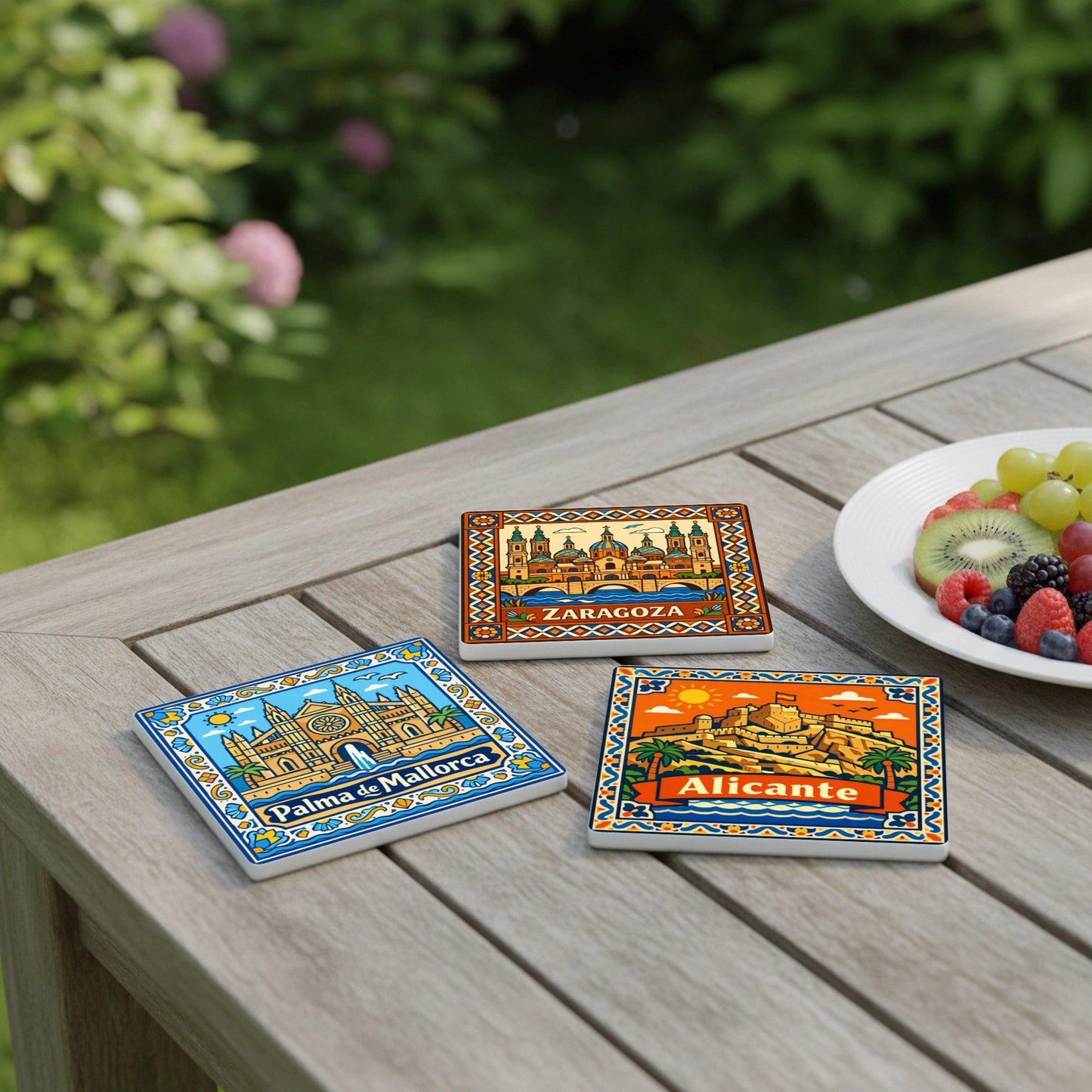 Ceramic Coasters Ciudades españolas — Geometric & Deco