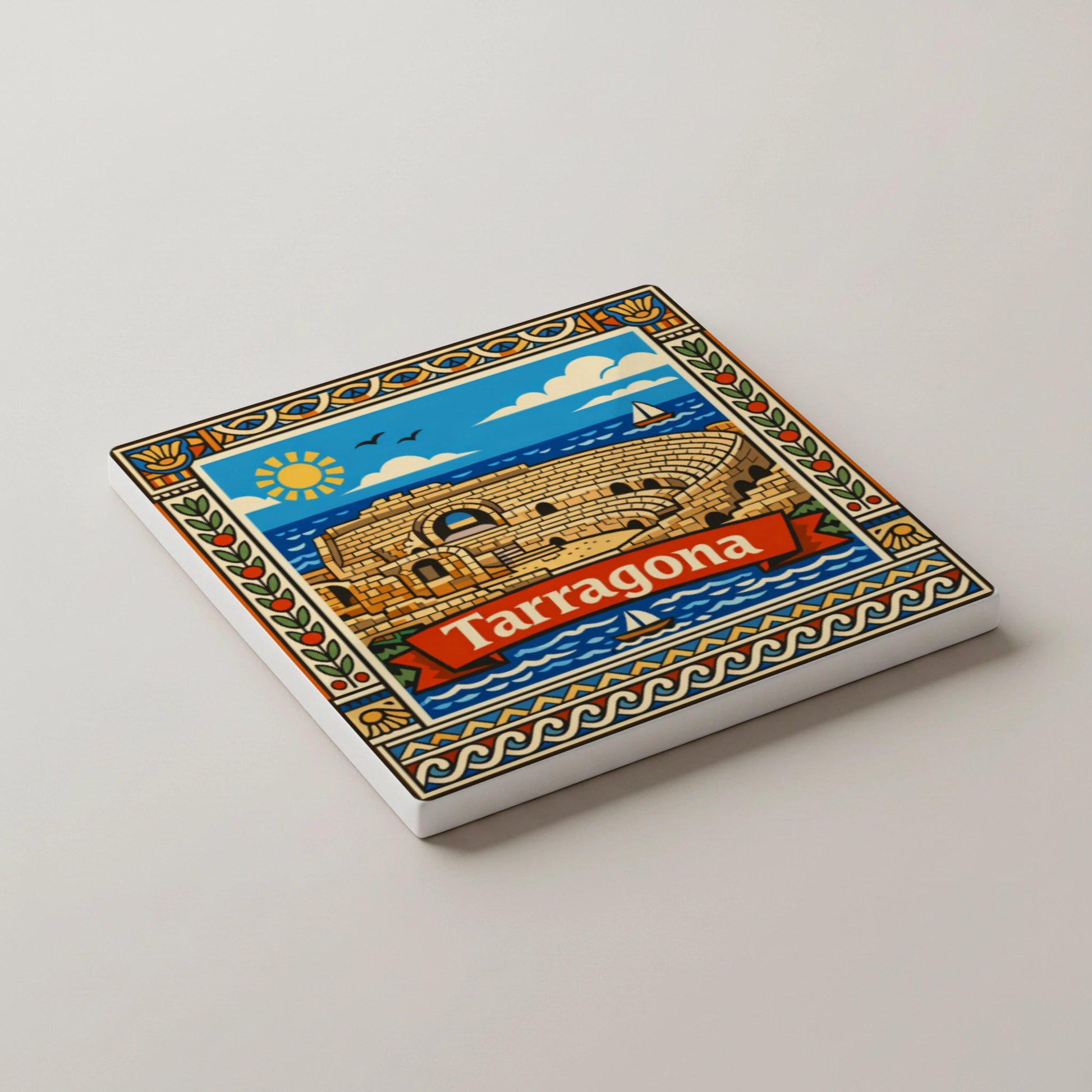 España — Set di Sottobicchieri in Ceramica · Decoro Marino da Tavola