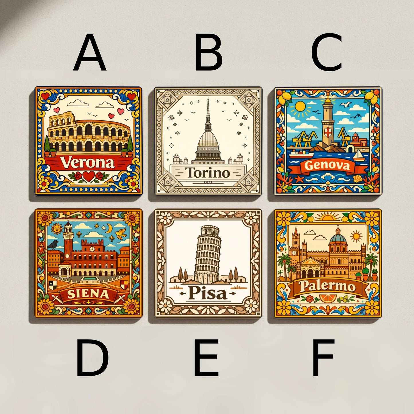 Italy · Coaster Set with Cork — City Souvenir Gift