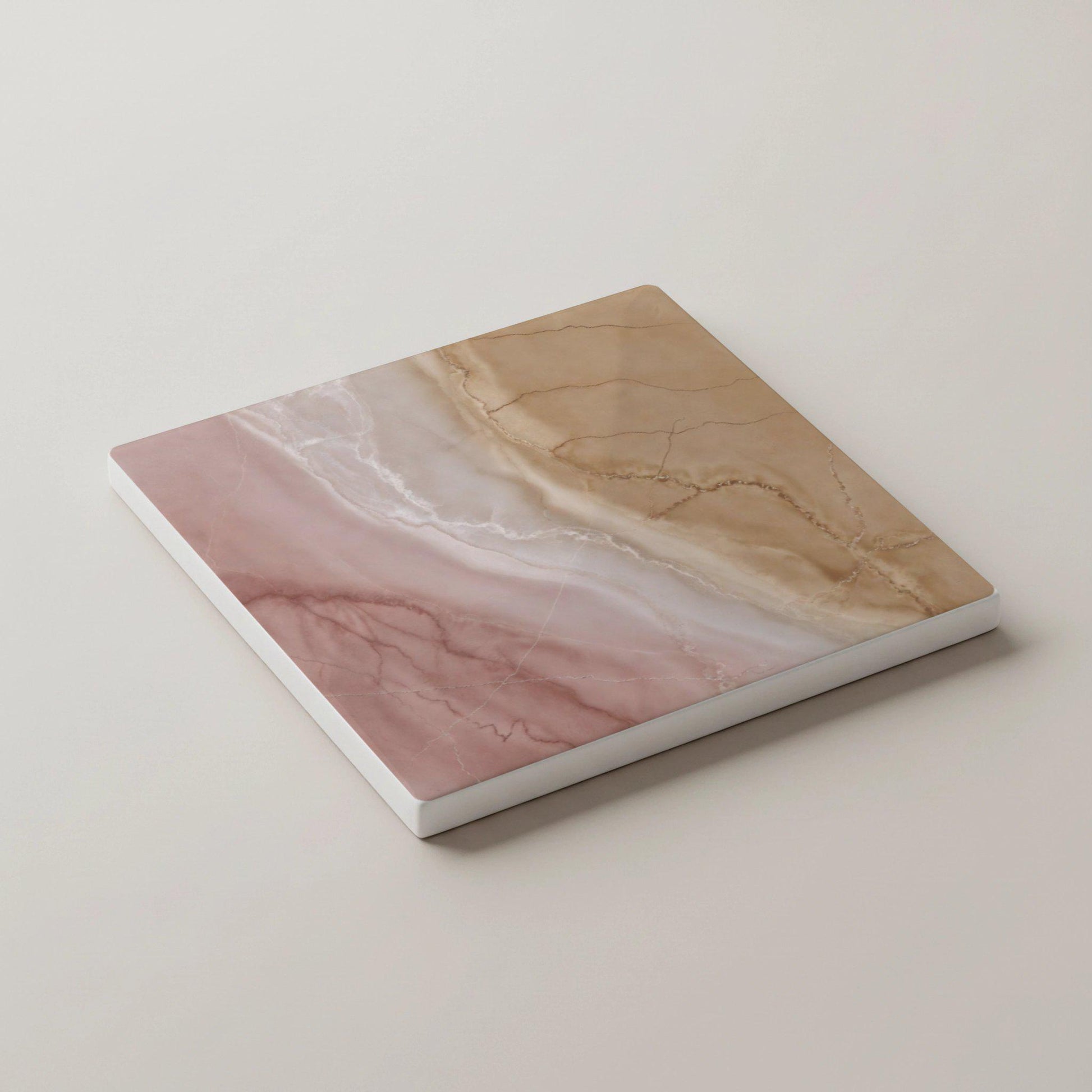 Posavasos Texturas de mármol en tonos pastel, ónix rosa, mármol verde y azulejos