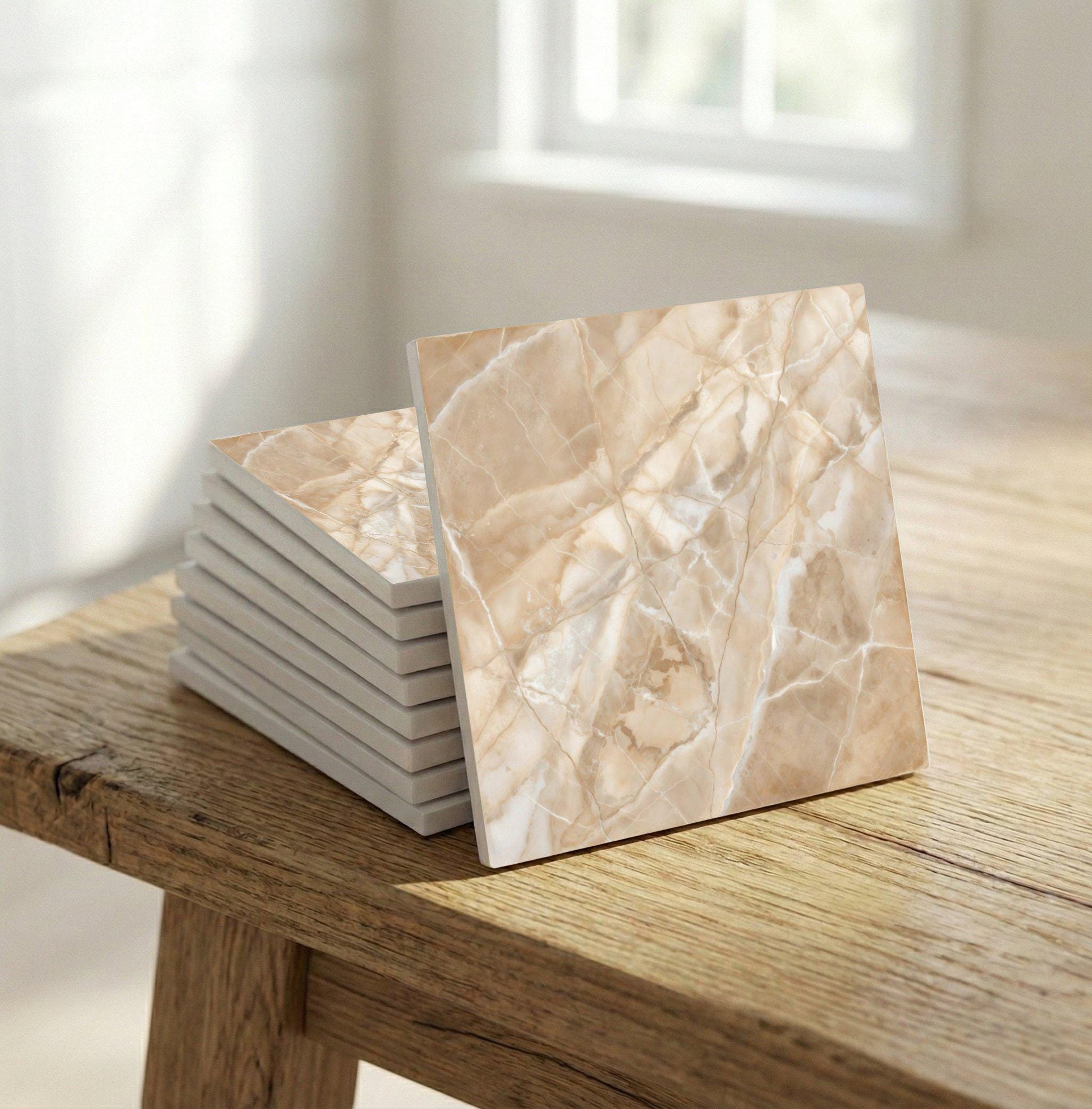 Ceramic Tile Beige Marble — Vintage-Style Ornament