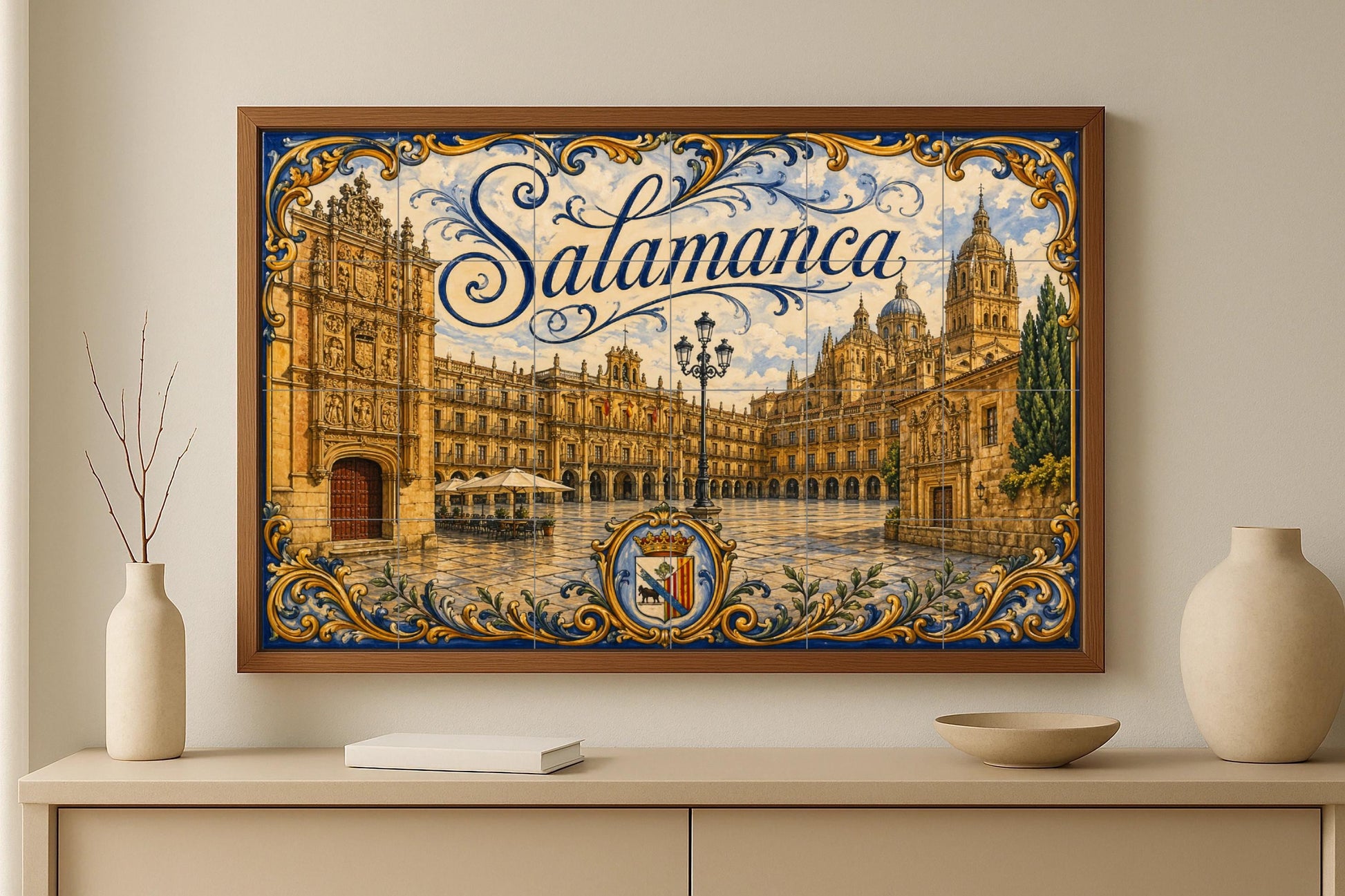 Mural de azulejos de cerámica de la Plaza Mayor de Salamanca…