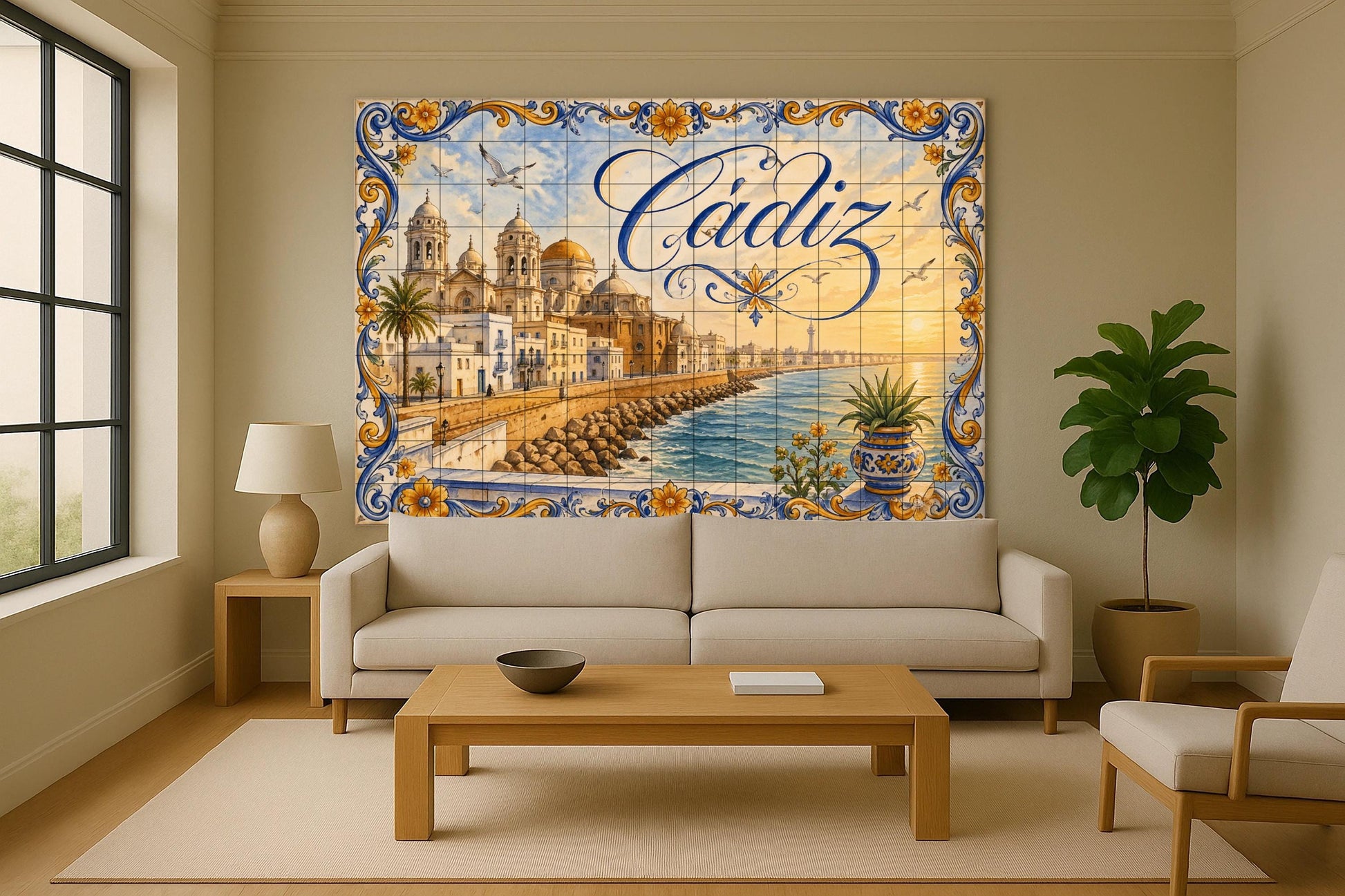 La Catedral de Cádiz, decoración de pared · Ceramic Wall Mural — City & Landmark Art