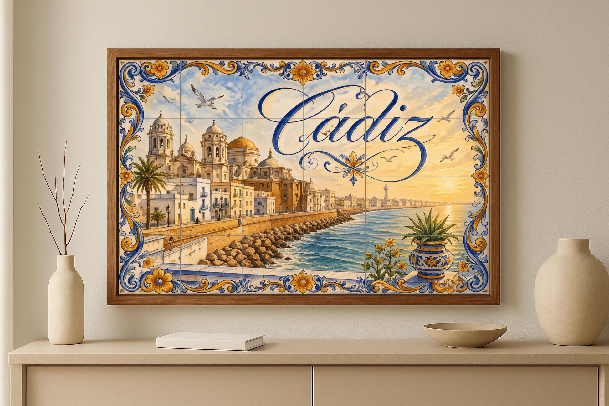 La Catedral de Cádiz, decoración de pared · Ceramic Wall Mural — City & Landmark Art