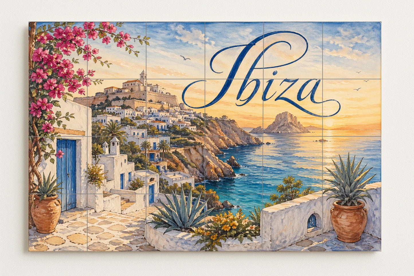 Ibiza Dalt Vila, decoración de pared mediter — Décor Mural Voyage, Art Mural en Céramique