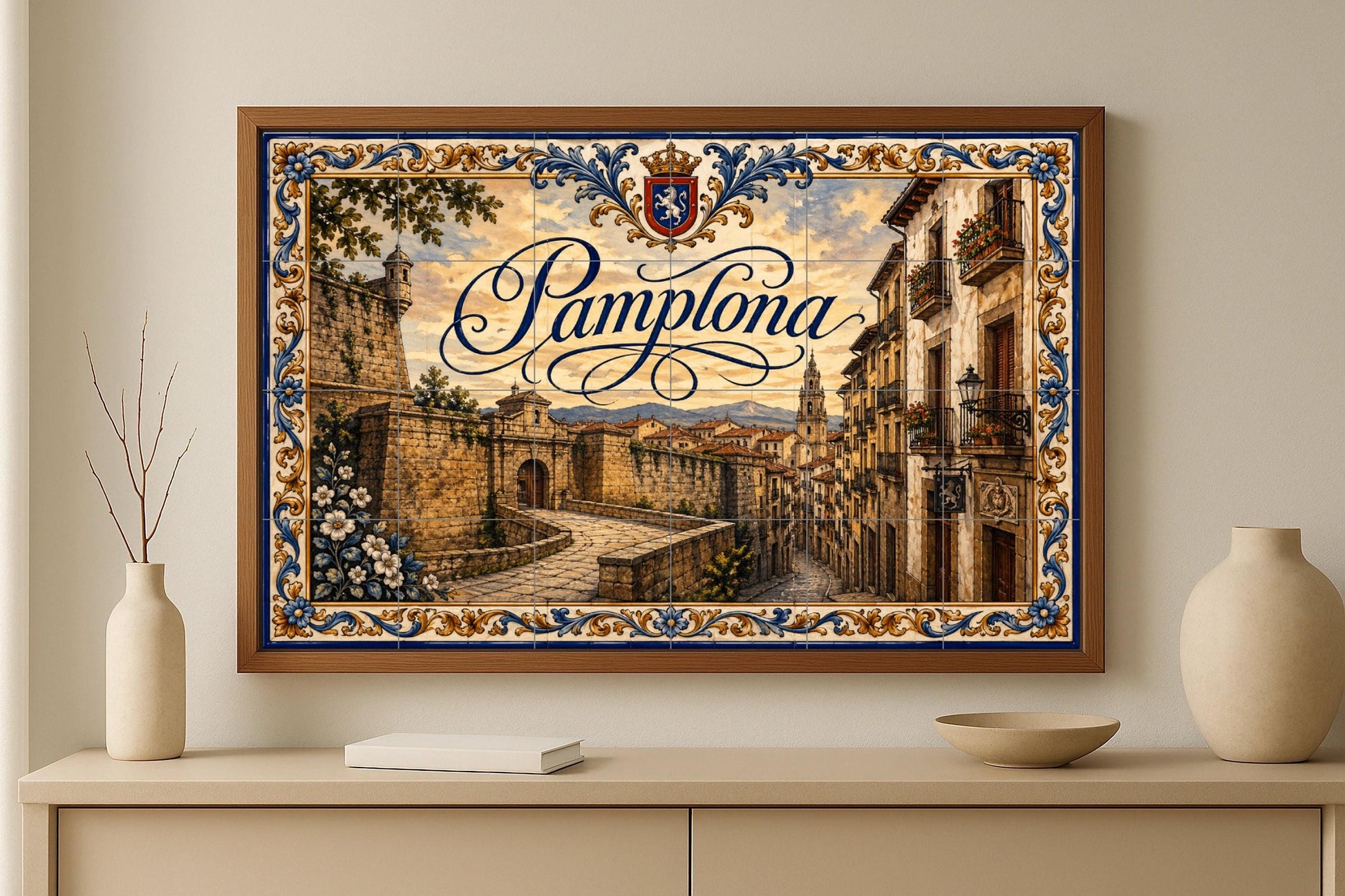 Medieval de Pamplona, decoración de pared histó — Décor Mural Voyage, Art Mural en Céramique