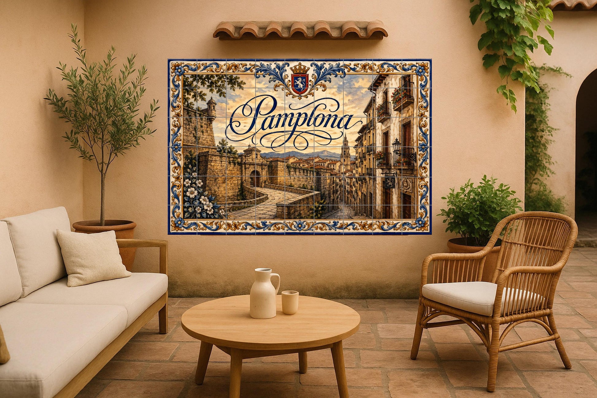 Medieval de Pamplona, decoración de pared histó — Décor Mural Voyage, Art Mural en Céramique