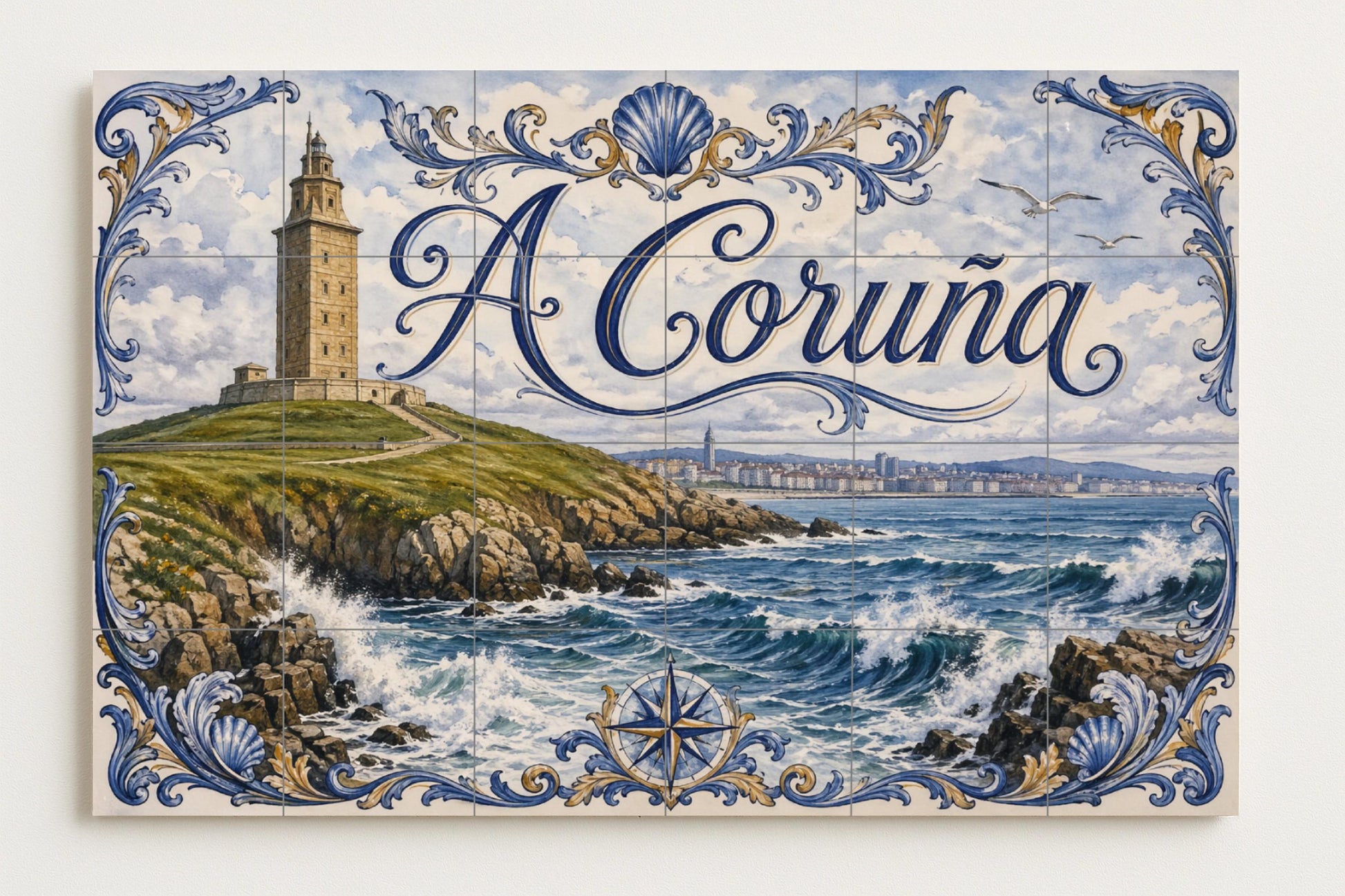 Torre di Hércules di a Coruña, decoración — Murale di Monumenti, Arte da Parete in Ceramica