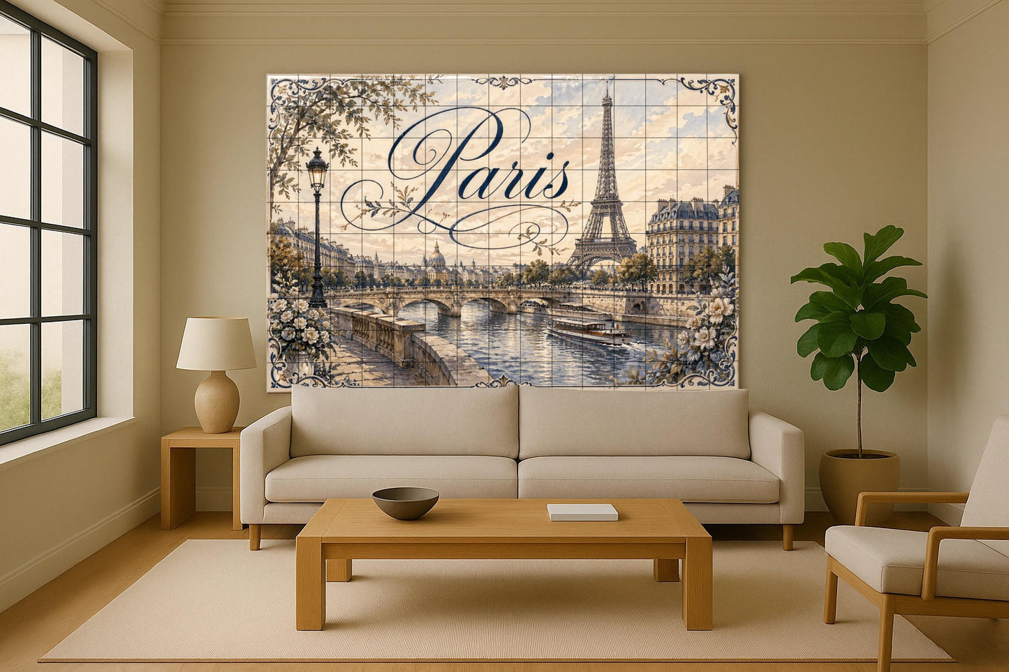 Fresque en Carrelage La Torre Eiffel de París, decoración románti — Fresque de Monument
