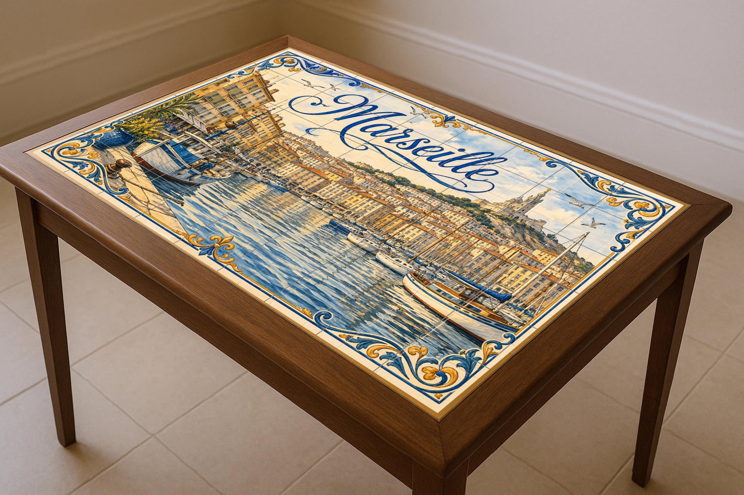 Del Puerto Viejo de Marsella, decoración de par · Murale Ceramico — Città e Monumenti