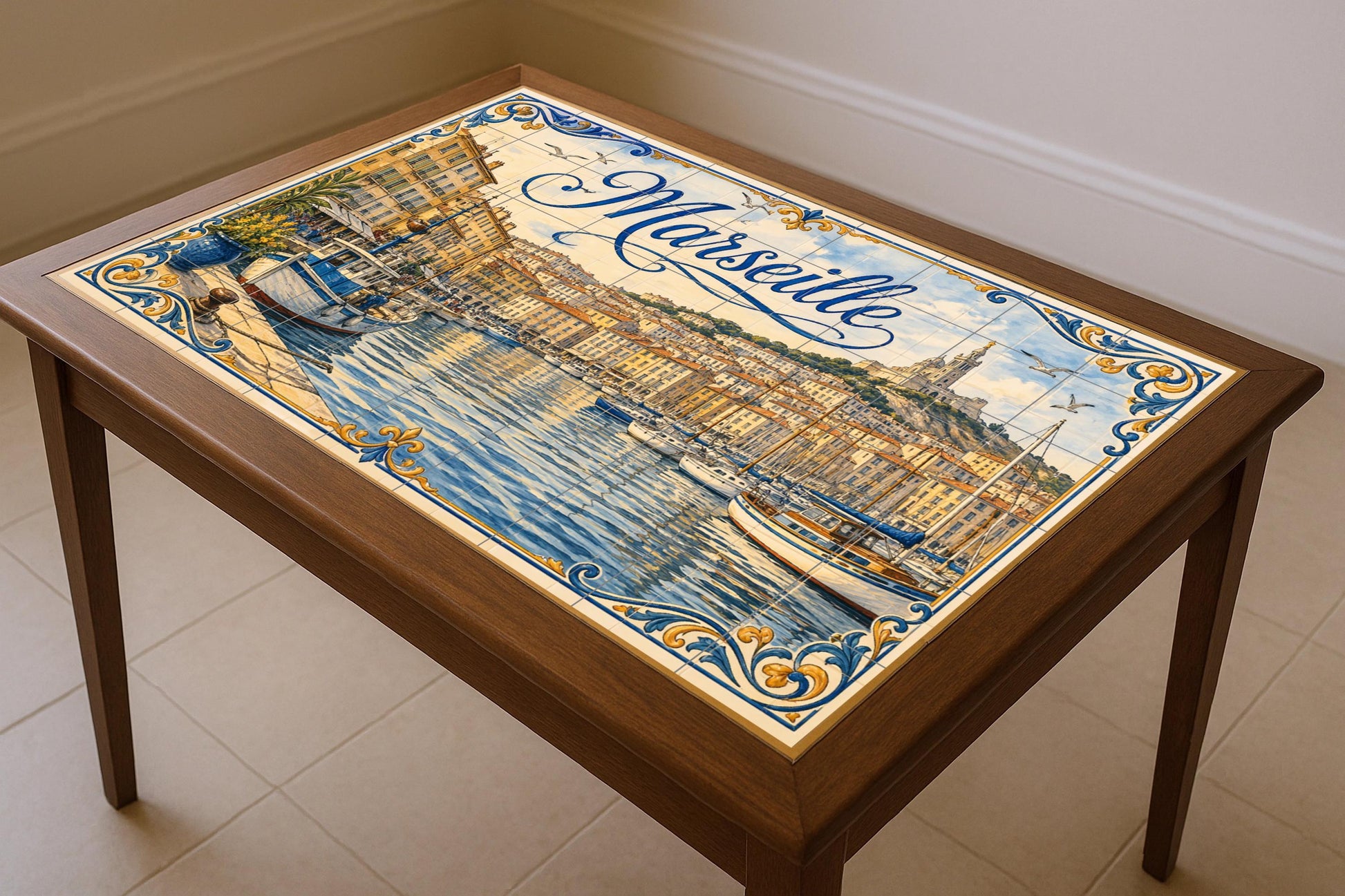 Del Puerto Viejo de Marsella, decoración de par · Murale Ceramico — Città e Monumenti