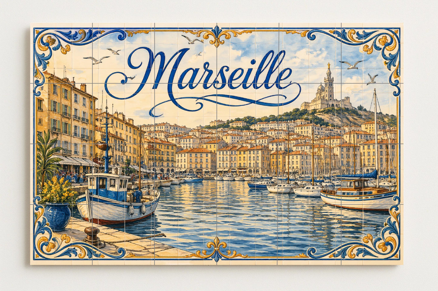 Del Puerto Viejo de Marsella, decoración de par · Murale Ceramico — Città e Monumenti