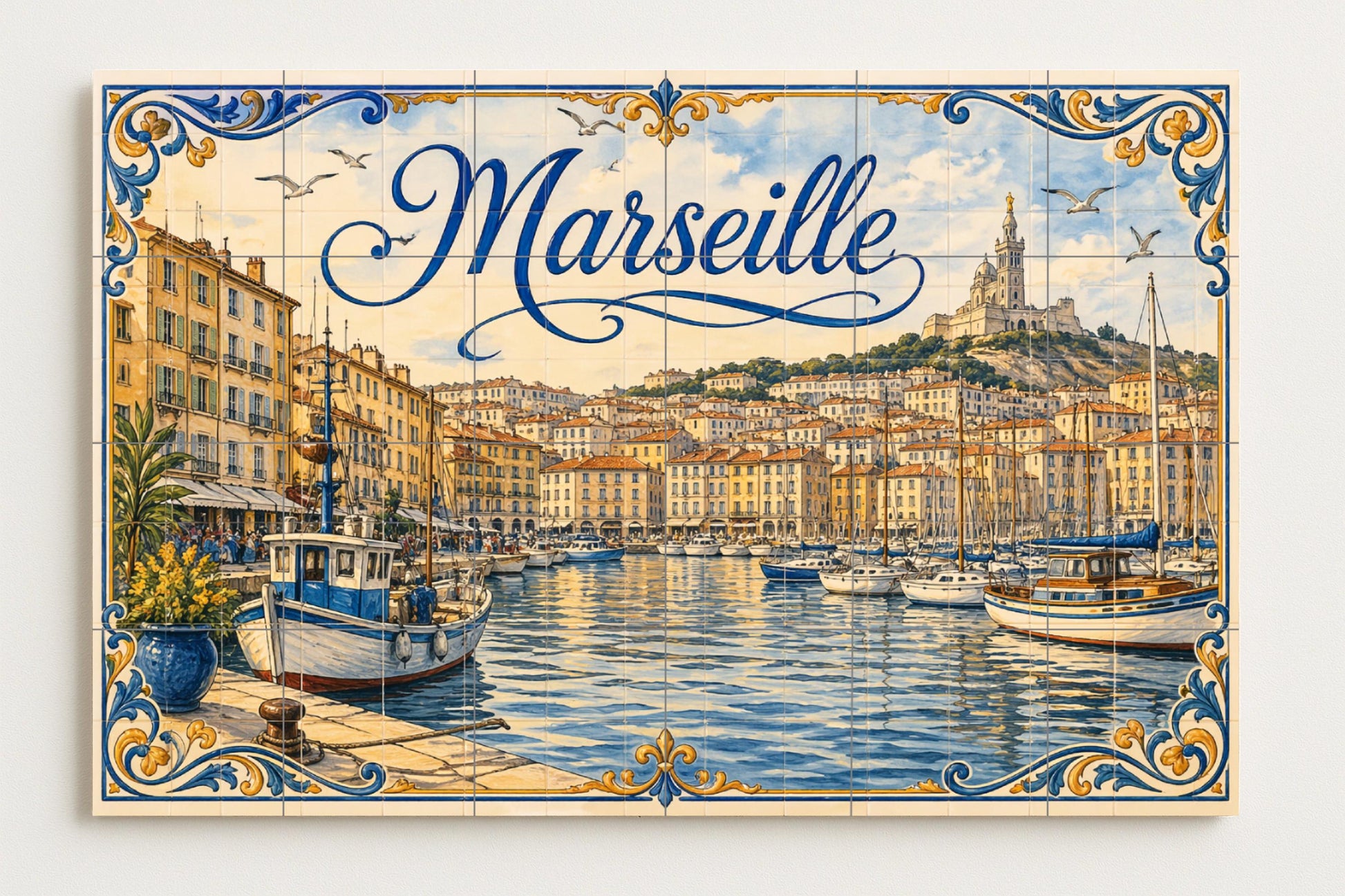 Del Puerto Viejo de Marsella, decoración de par · Murale Ceramico — Città e Monumenti