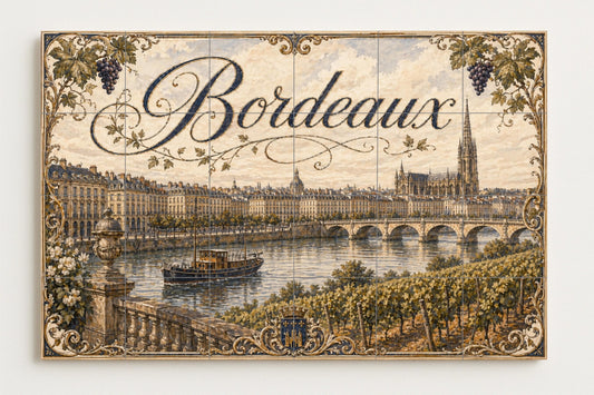La región vinícola de Burdeos, decoración — Cityscape in Tile · Ceramic Tile Mural