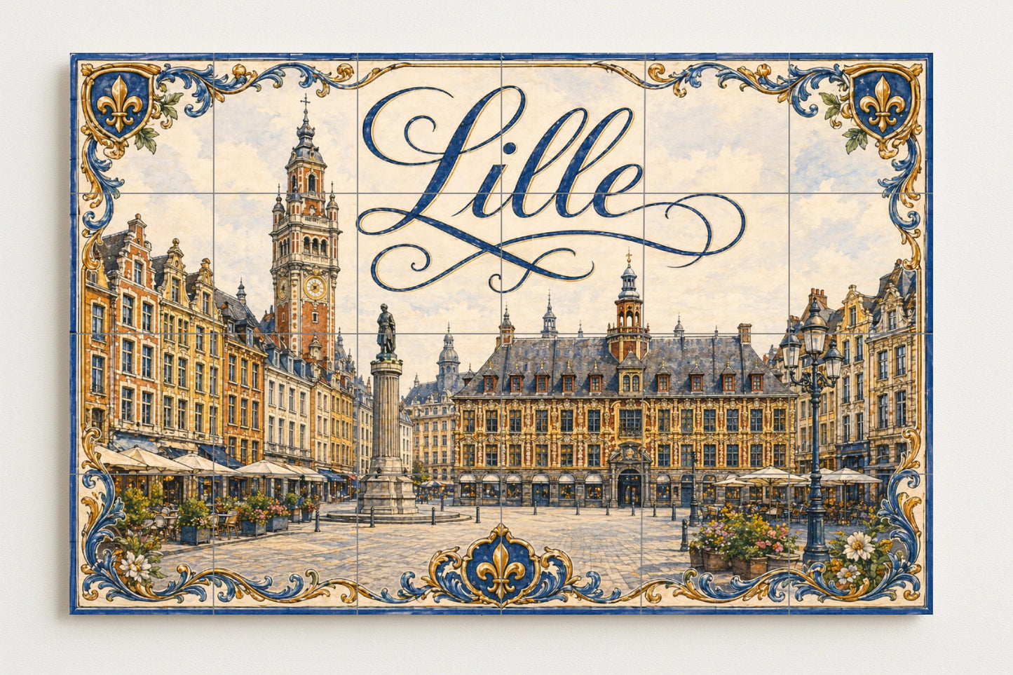 Mural de azulejos de cerámica de Lille, arte mural de arquitectura…