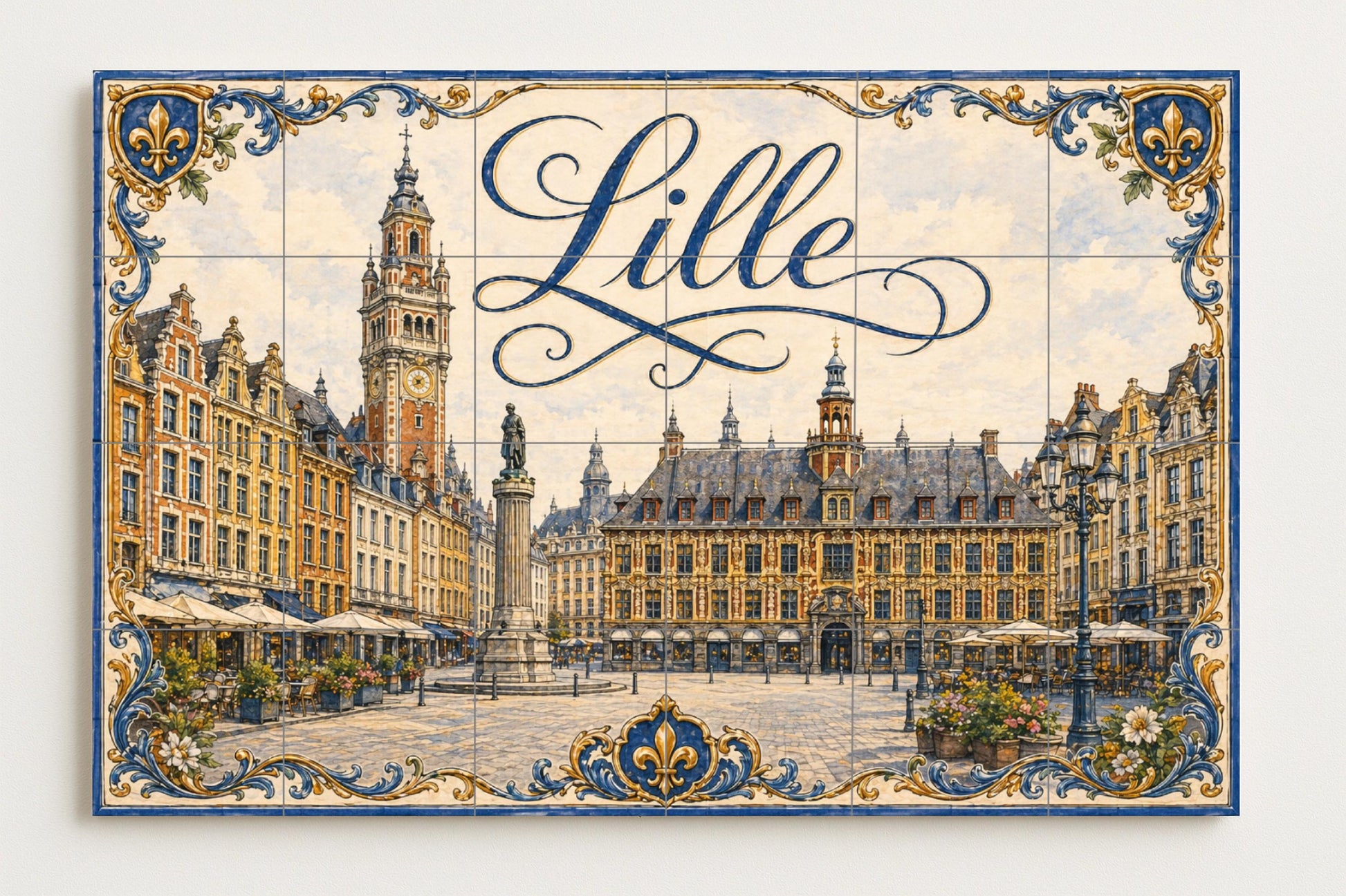 Mural de azulejos de cerámica de Lille, arte mural de arquitectura…