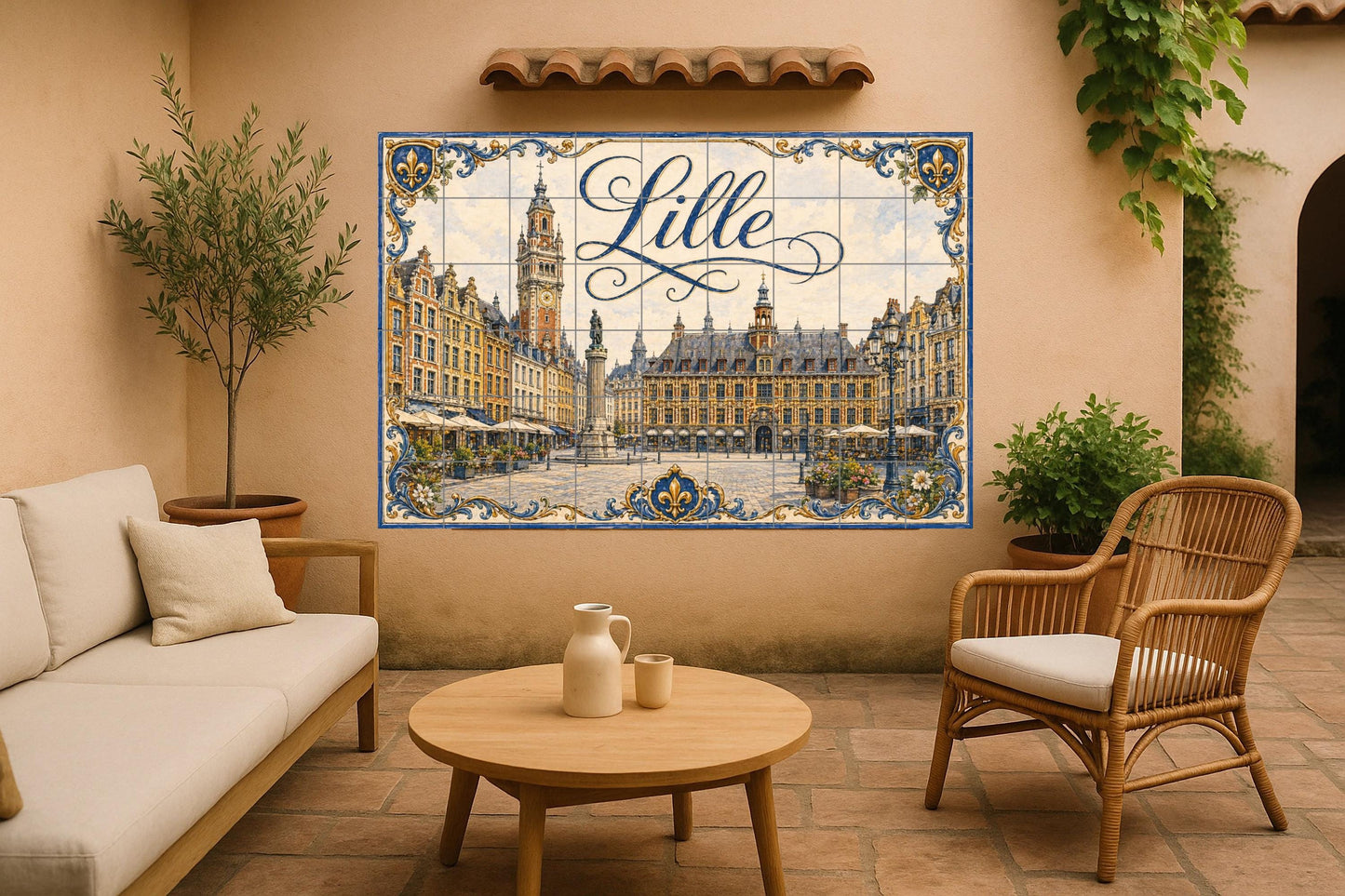 Mural de azulejos de cerámica de Lille, arte mural de arquitectura…