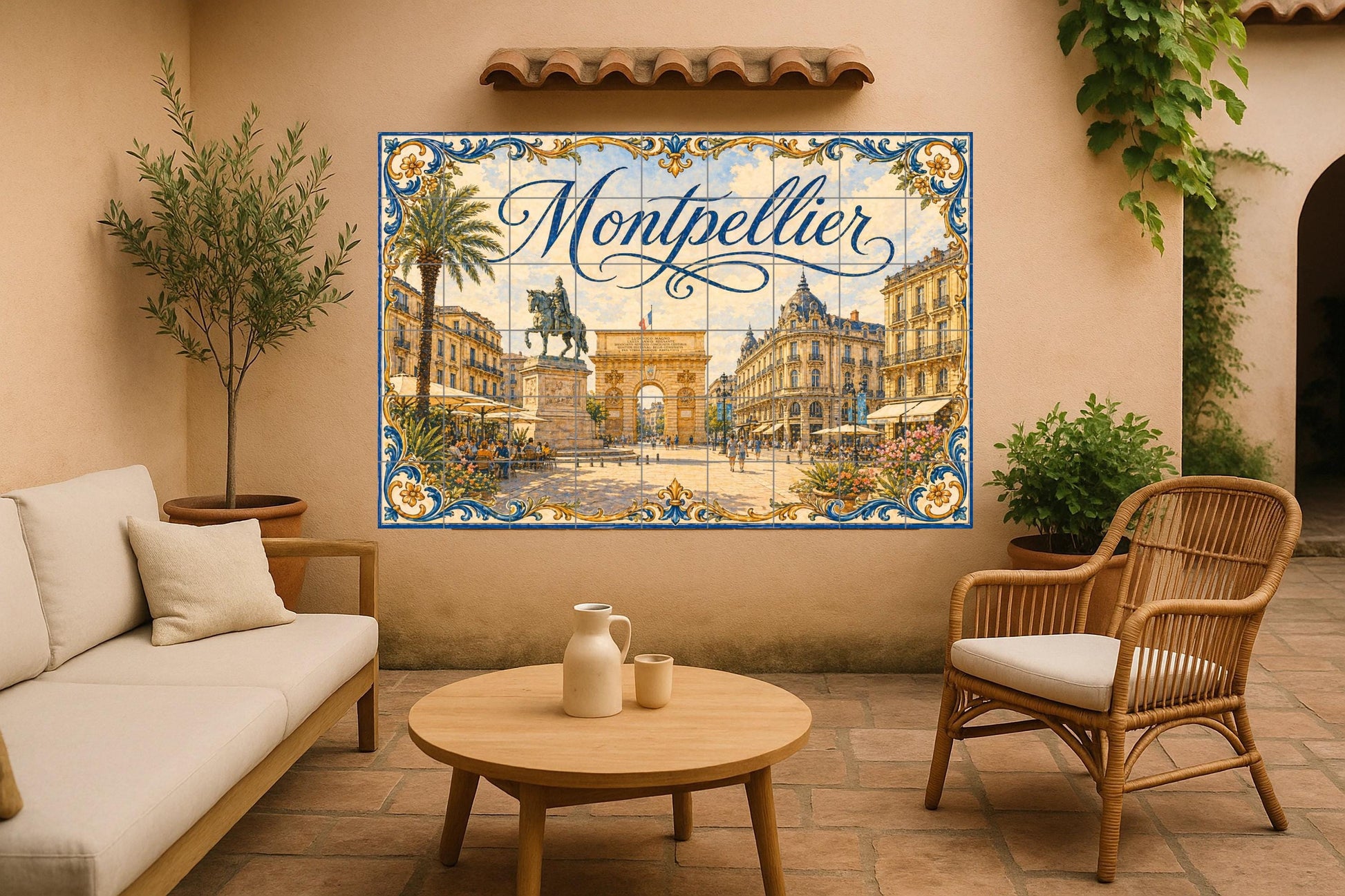 Montpellier, arte mural del sur de Francia i — Landmark Mural · Tile Wall Art