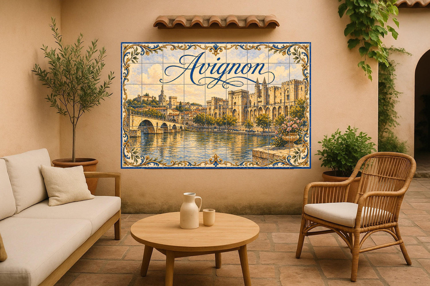 Mural de azulejos cerámicos de Aviñón, Arte mural de Provenza Francia…