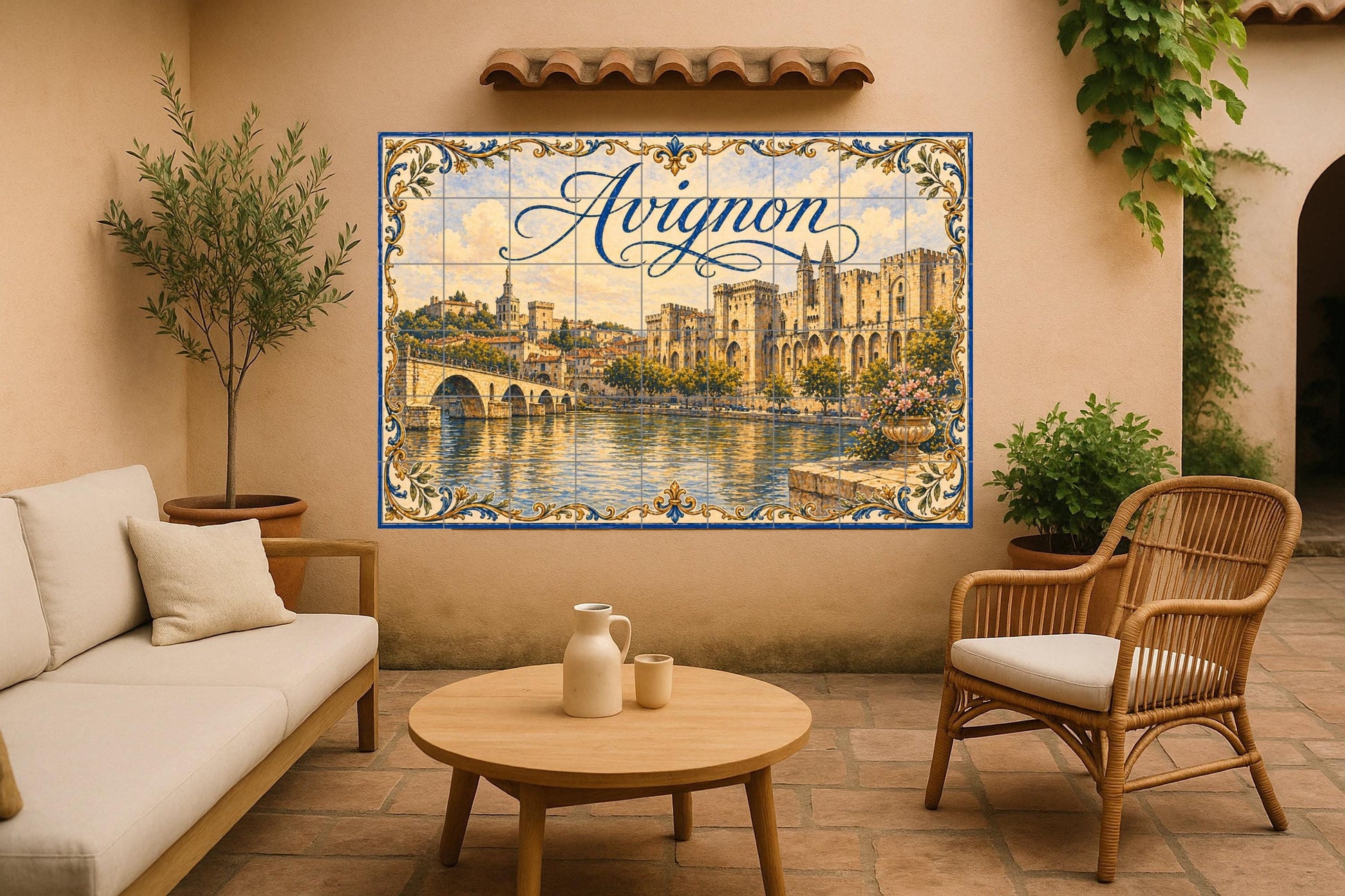 Mural de azulejos cerámicos de Aviñón, Arte mural de Provenza Francia…