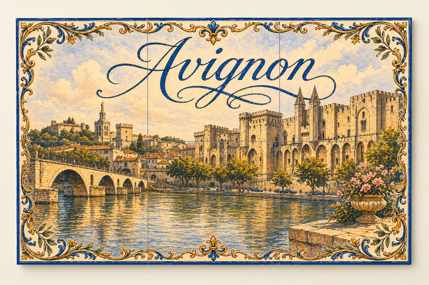 Mural de azulejos cerámicos de Aviñón, Arte mural de Provenza Francia…