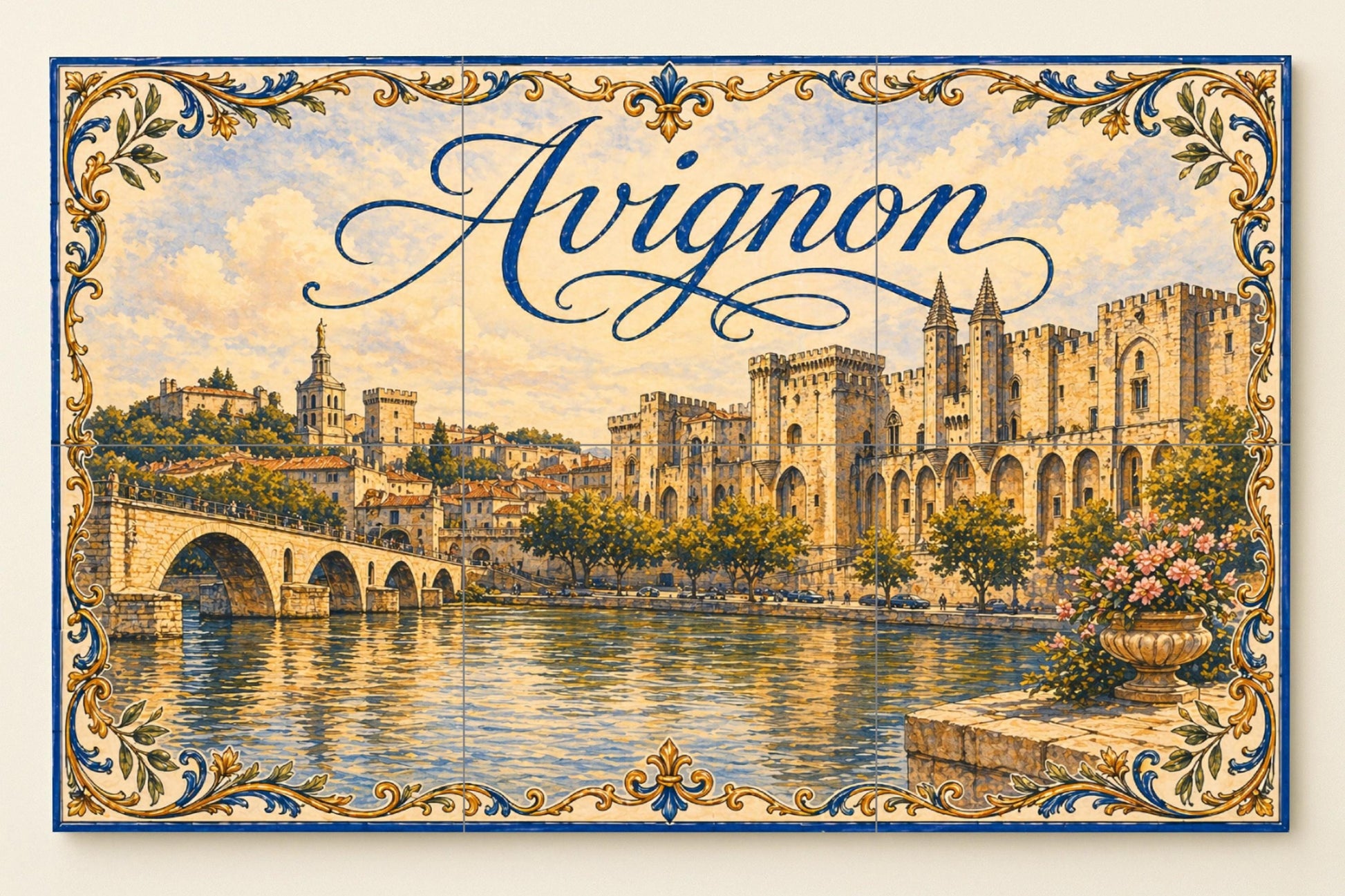 Mural de azulejos cerámicos de Aviñón, Arte mural de Provenza Francia…