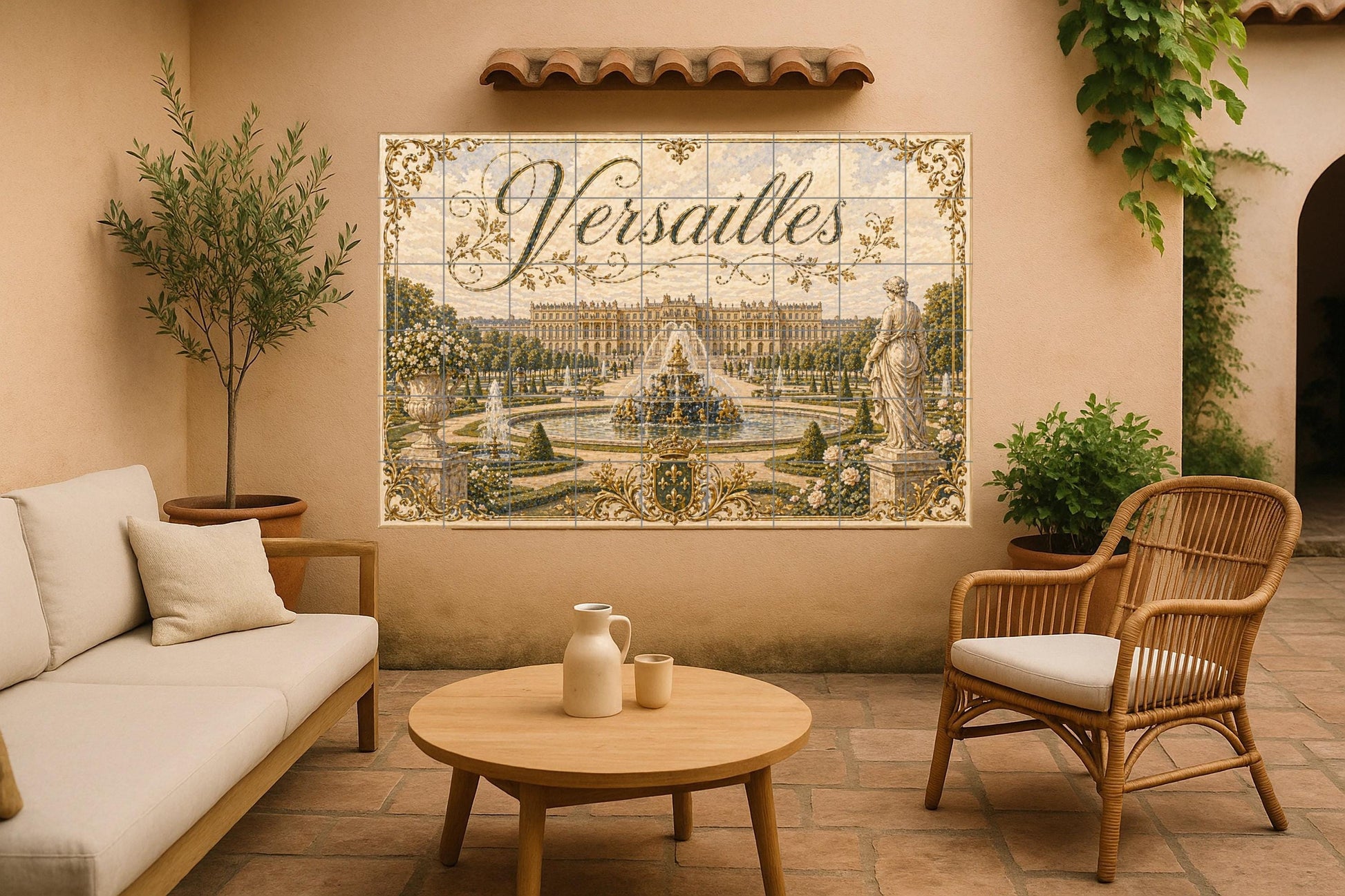 Mural de azulejos de cerámica de Versalles, arte mural de palacio…