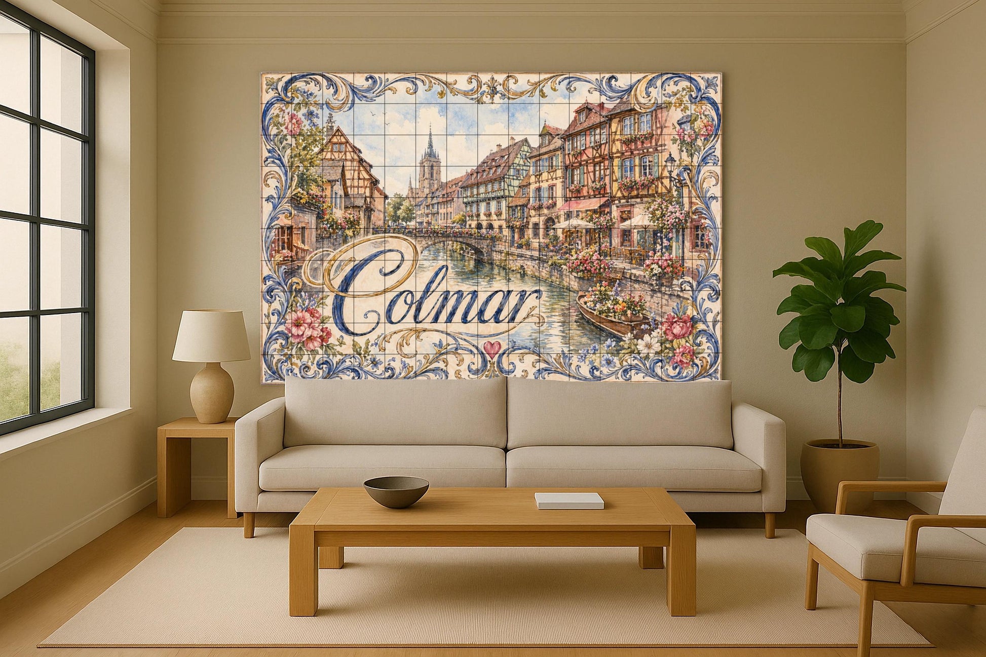 Colmar, Art Mural of the Alsacia French co · Ceramic Wall Mural — City & Landmark Art