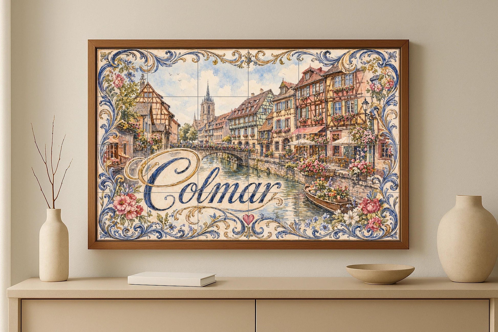 Colmar, Art Mural of the Alsacia French co · Ceramic Wall Mural — City & Landmark Art