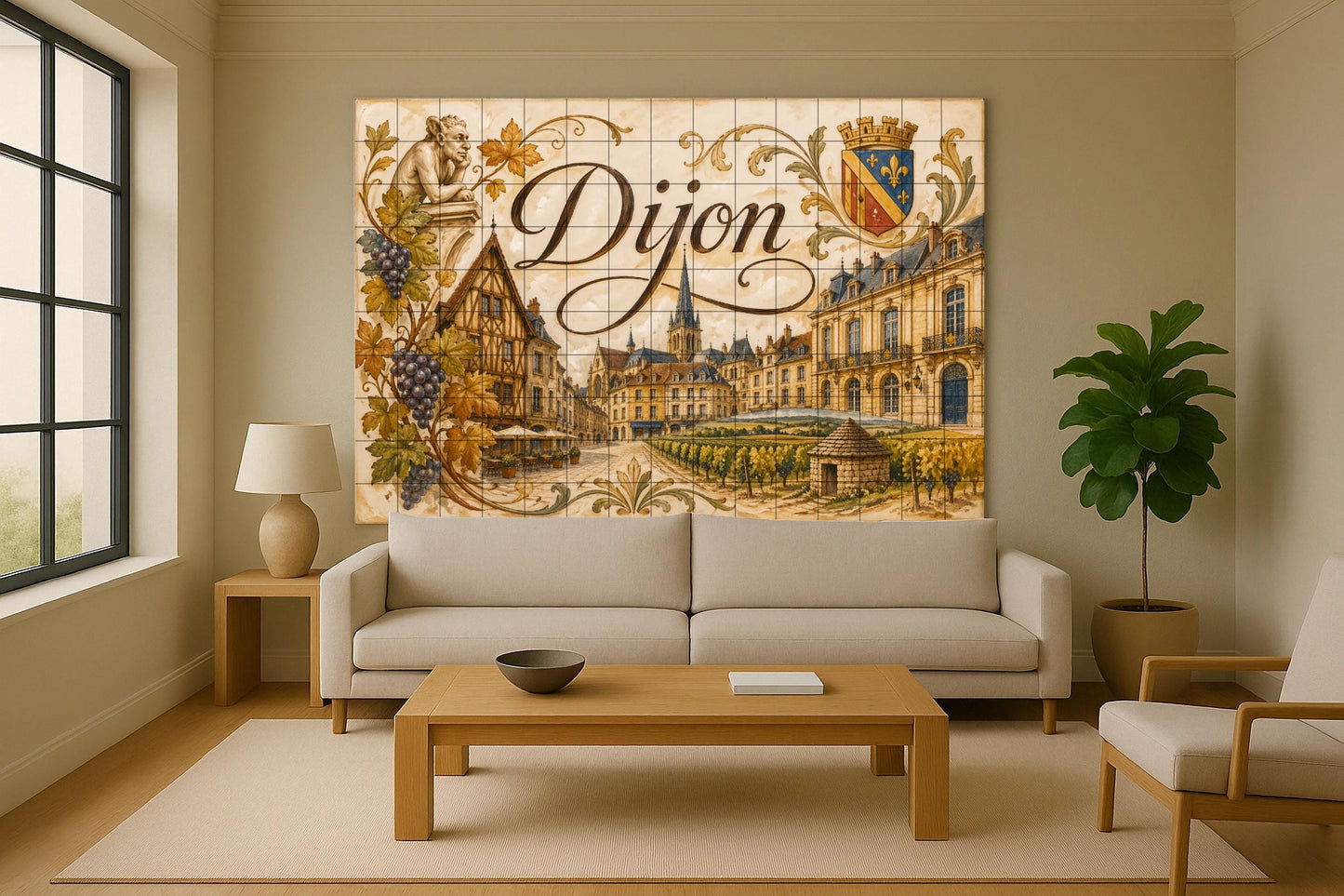 Mural de azulejos de cerámica de Dijon, arte mural de la región…