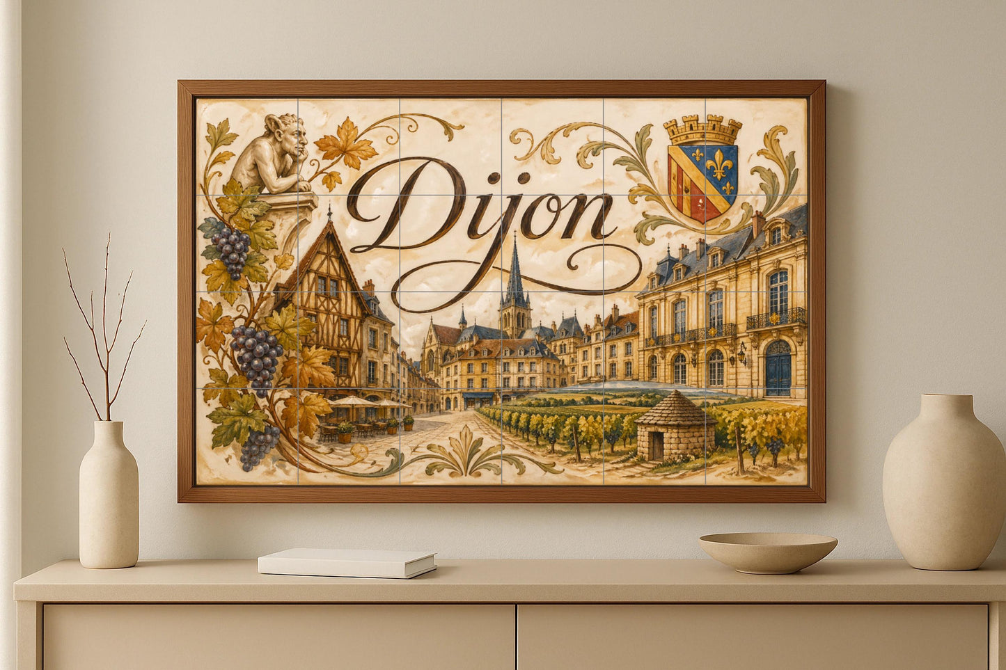 Mural de azulejos de cerámica de Dijon, arte mural de la región…