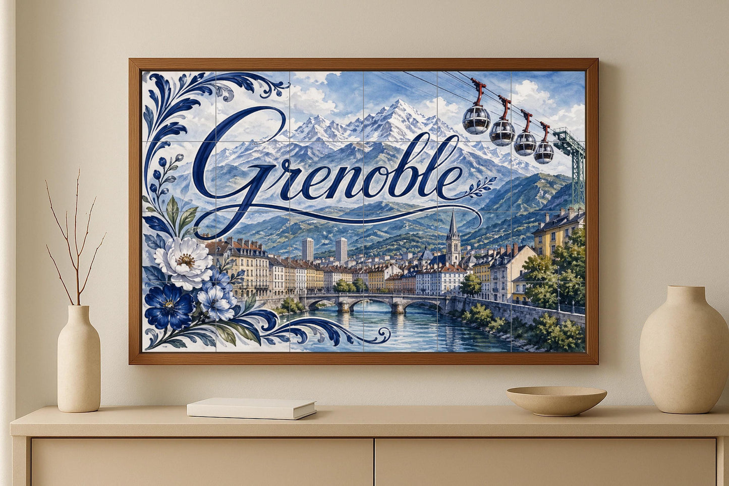Mural de azulejos de cerámica de Grenoble, arte mural de los Alpes…