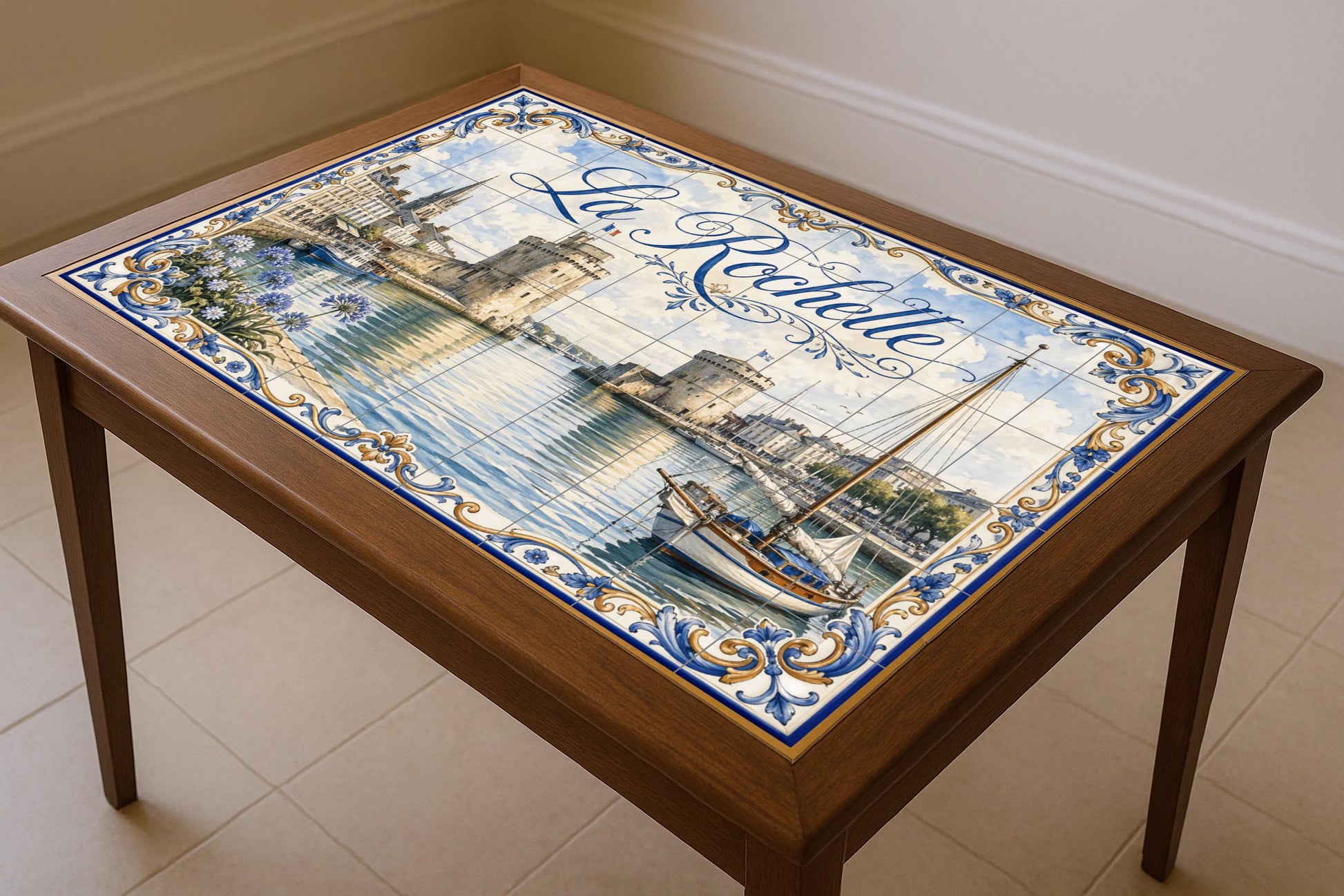 Rochelle, Kunst Wandbild Küsten Französisch — Küstenszene, Wandkunst aus Keramikfliesen